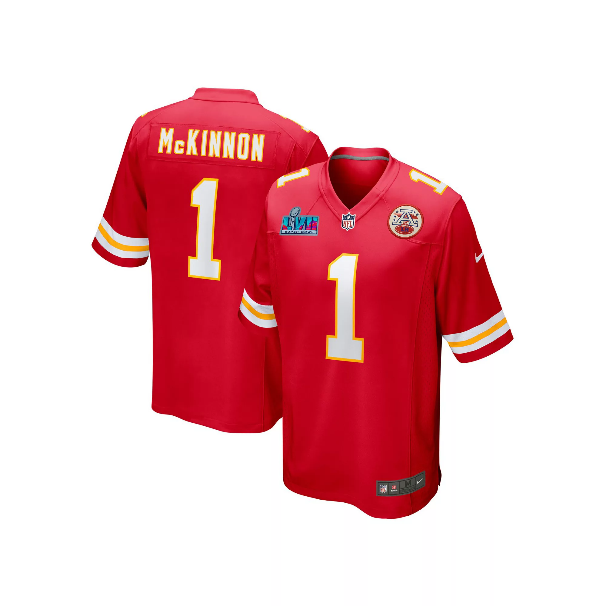 Men's Nike Jerick McKinnon Red Kansas City Chiefs Super Bowl LVII Patch Game Jersey