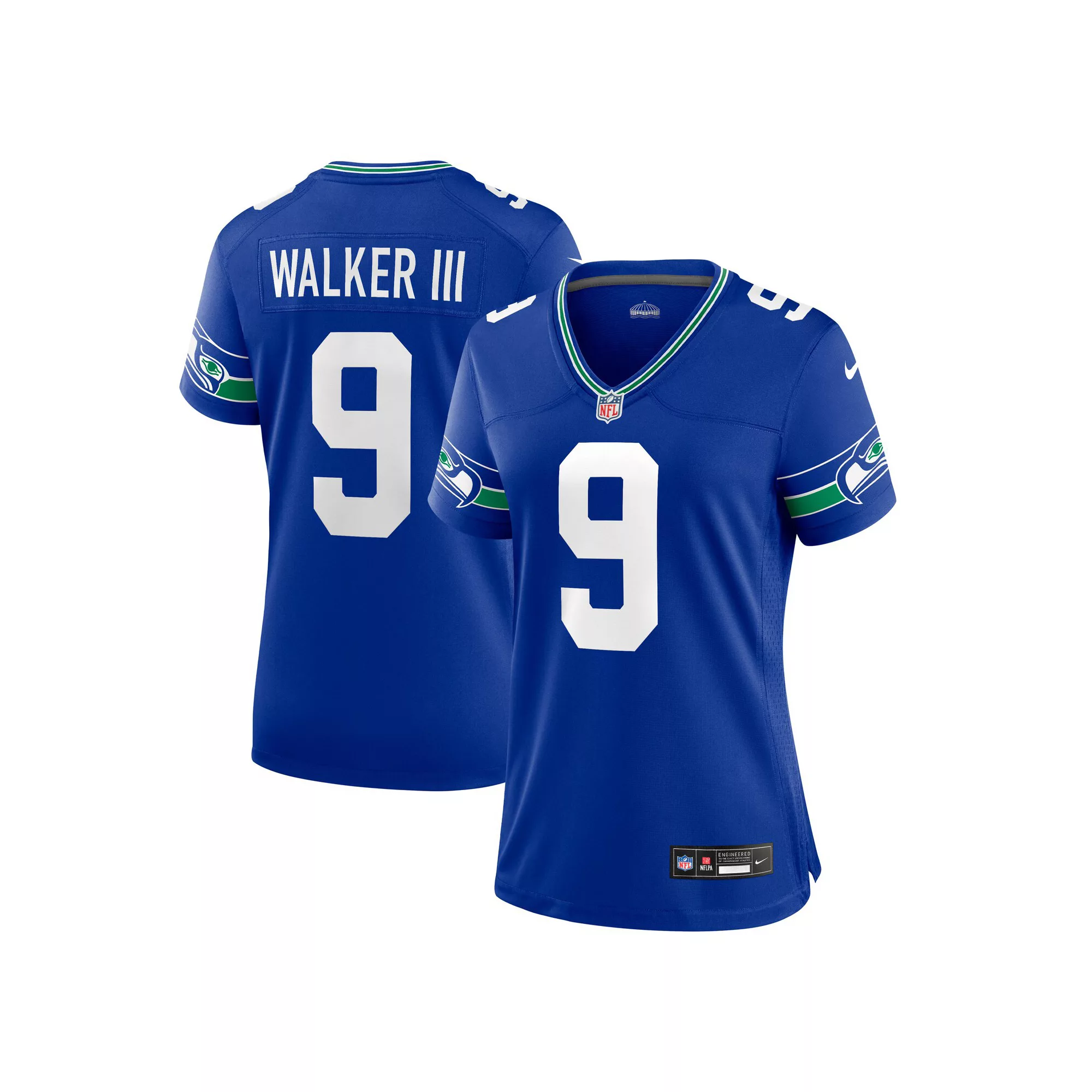 Women's Nike Kenneth Walker III Royal Seattle Seahawks Throwback Player Game Jersey