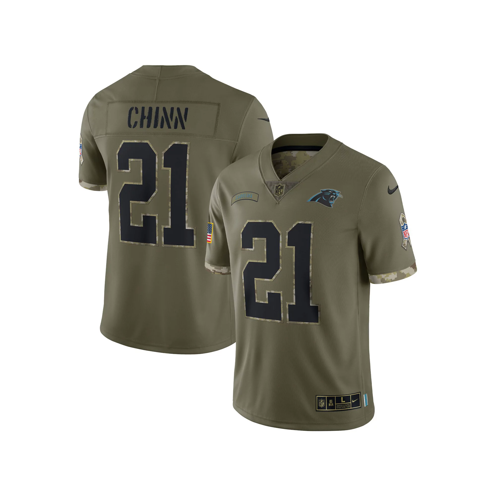 Men's Nike Jeremy Chinn Olive Carolina Panthers 2022 Salute To Service Limited Jersey
