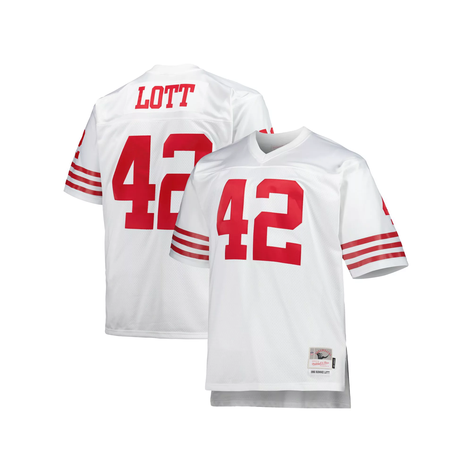 Men's Mitchell & Ness Ronnie Lott White San Francisco 49ers Big & Tall 1990 Retired Player Replica Jersey