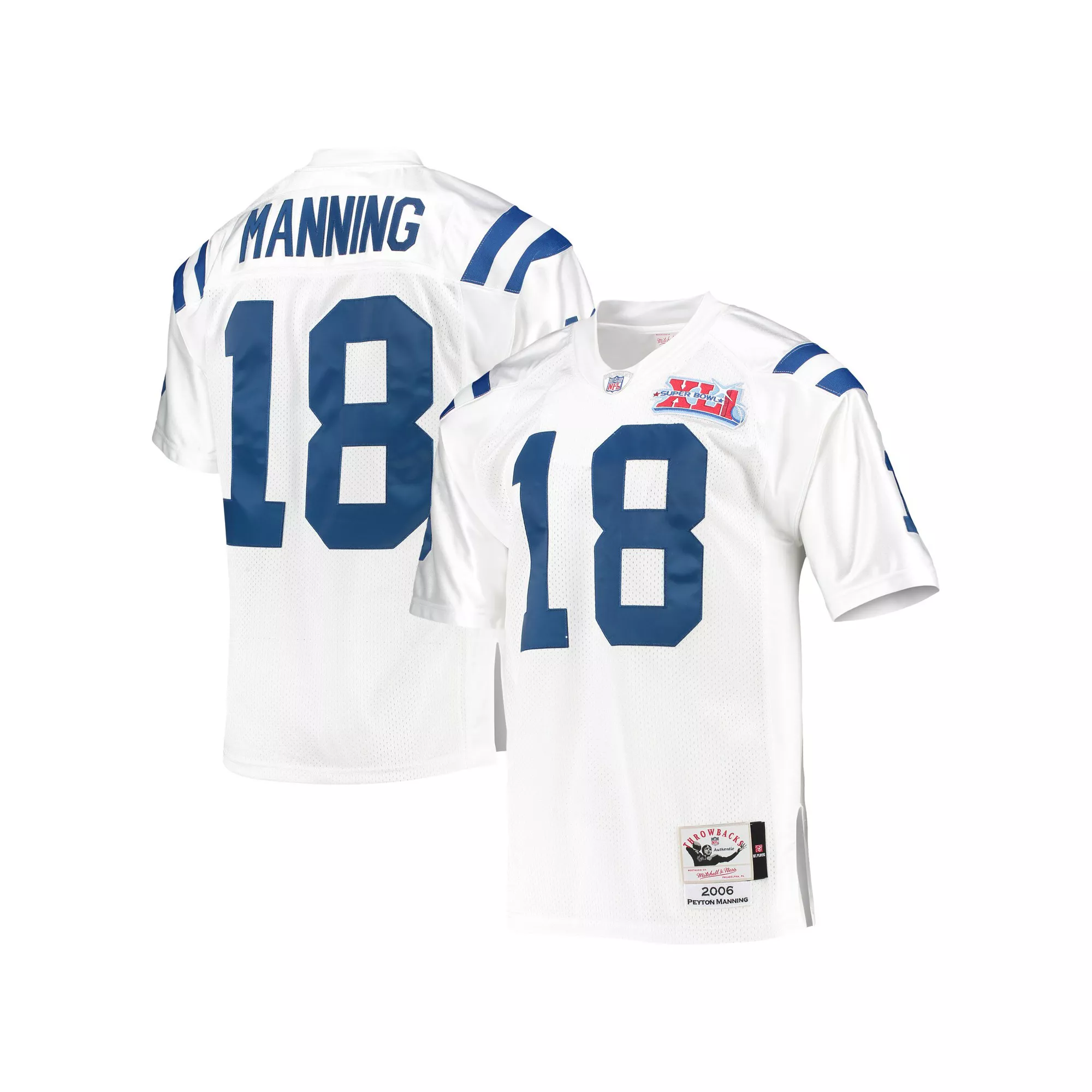 Men's Mitchell & Ness Peyton Manning White Indianapolis Colts 2006 Super Bowl XLI Authentic Retired Player Jersey