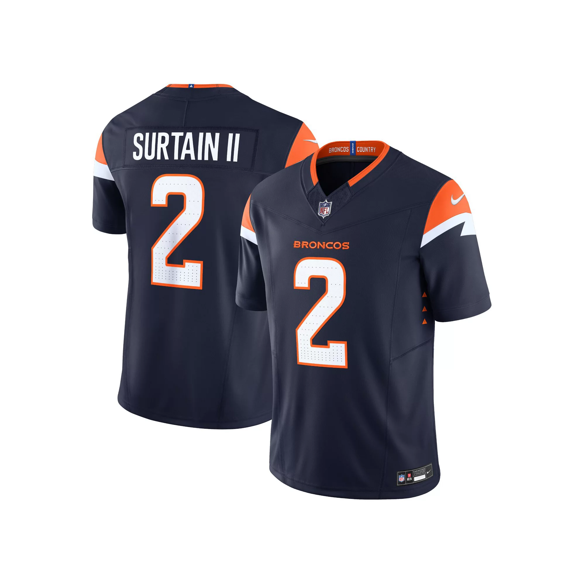 Men's Nike Patrick Surtain II Navy Denver Broncos Alternate Vapor F.U.S.E. Limited Jersey