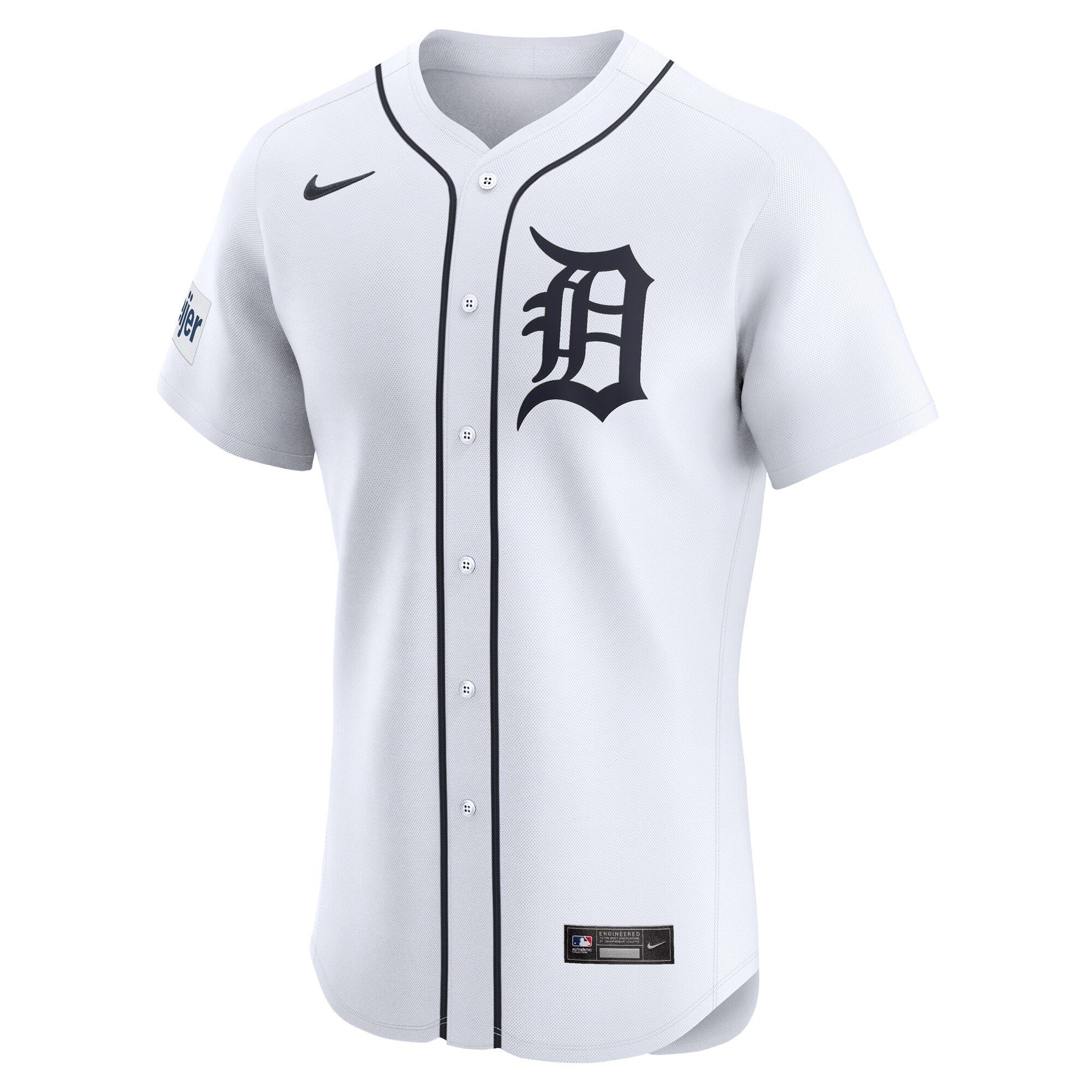 Detroit Tigers Nike Home Elite Custom Patch Jersey - White
