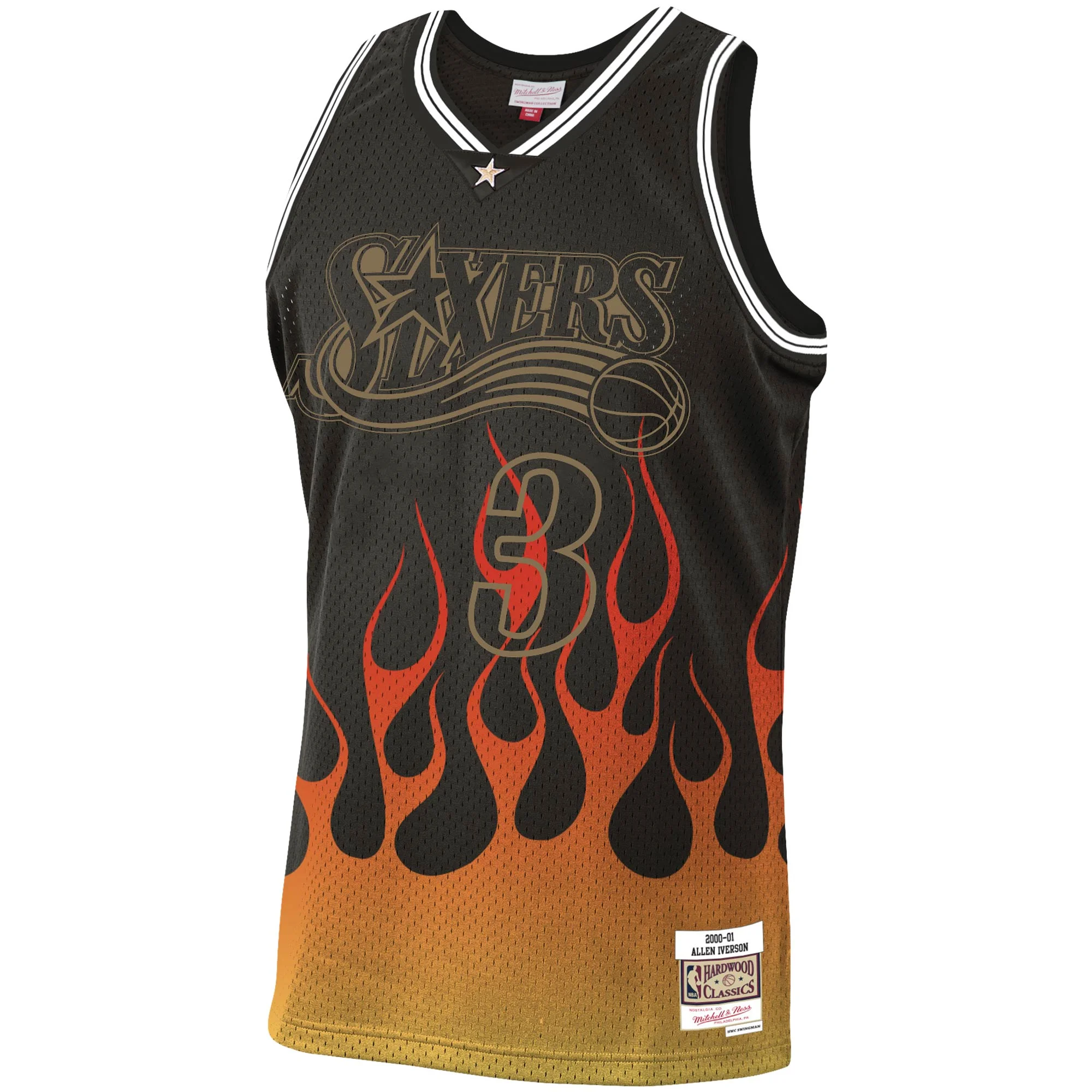 Mitchell Ness NBA Flames Swingman Jersey - 2000 Allen Iverson - Philadelphia 76ers