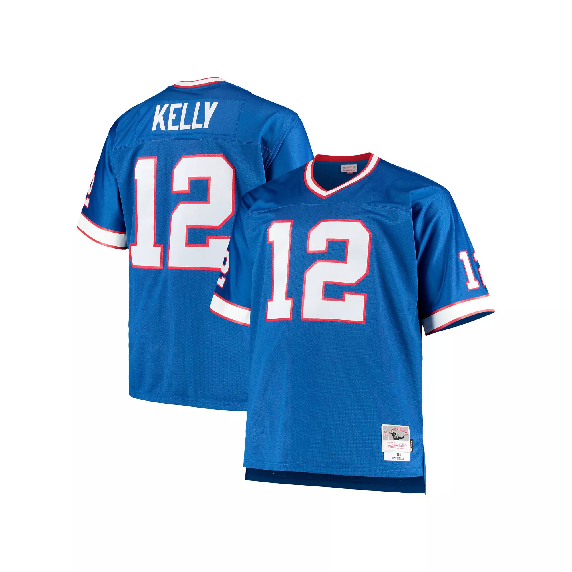 Men's Mitchell & Ness Jim Kelly Royal Buffalo Bills Big & Tall 1990 Retired Player Replica Jersey
