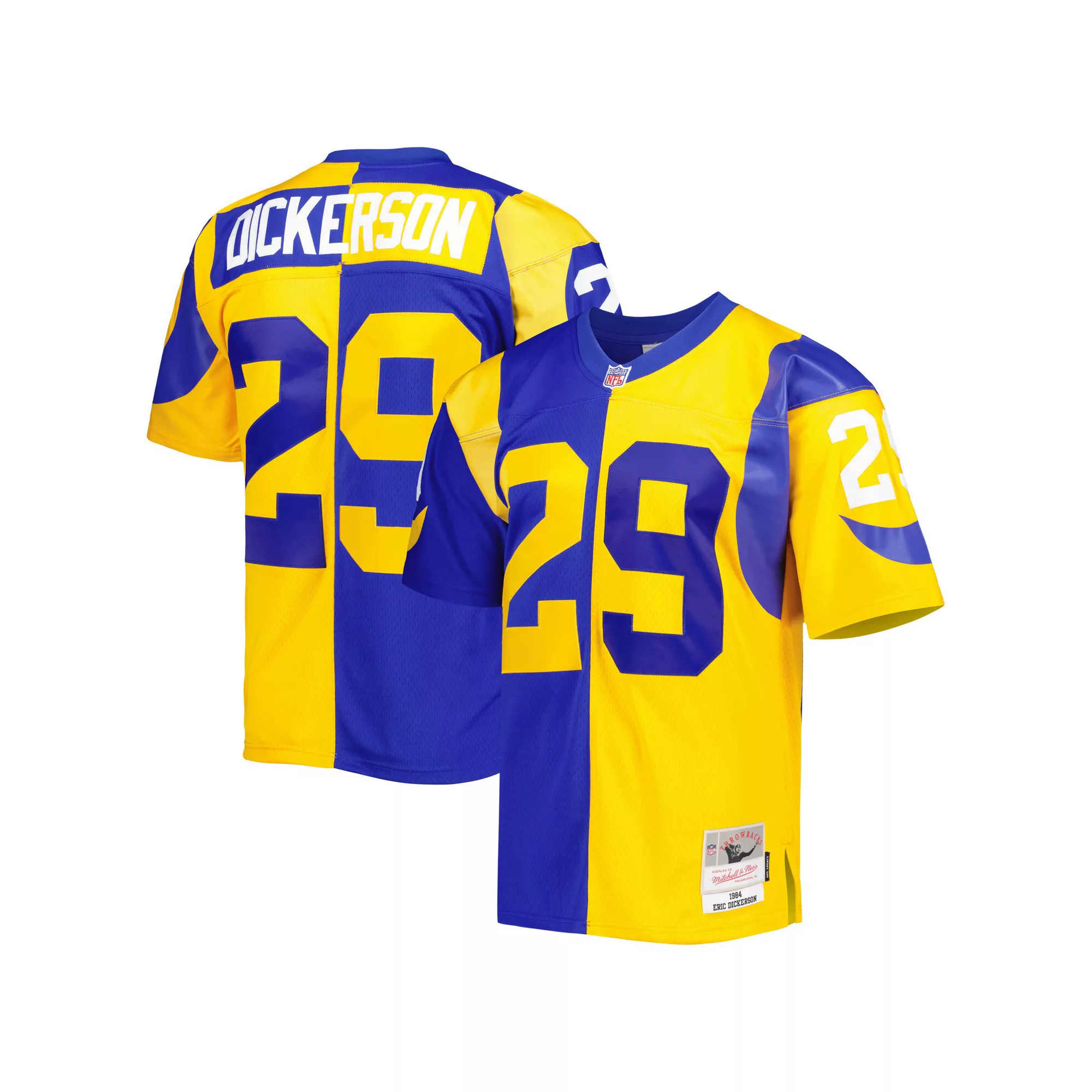 Men's Mitchell & Ness Eric Dickerson Royal/Gold Los Angeles Rams 1984 Split Legacy Replica Jersey