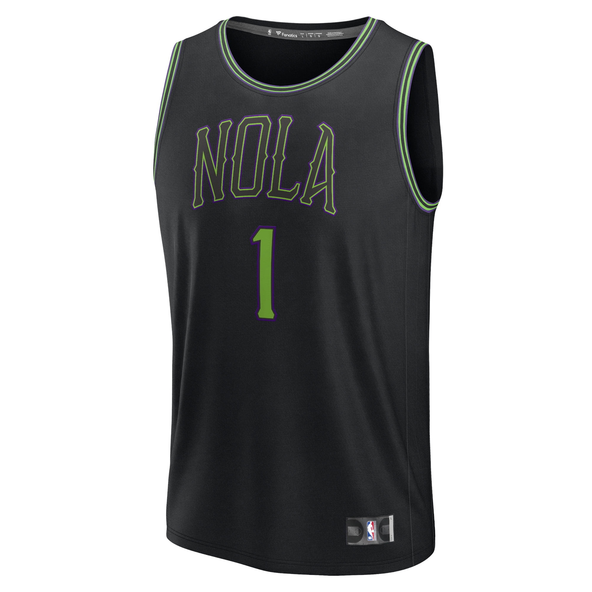 Youth Fanatics Zion Williamson Black New Orleans Pelicans Fast Break Jersey - City Edition