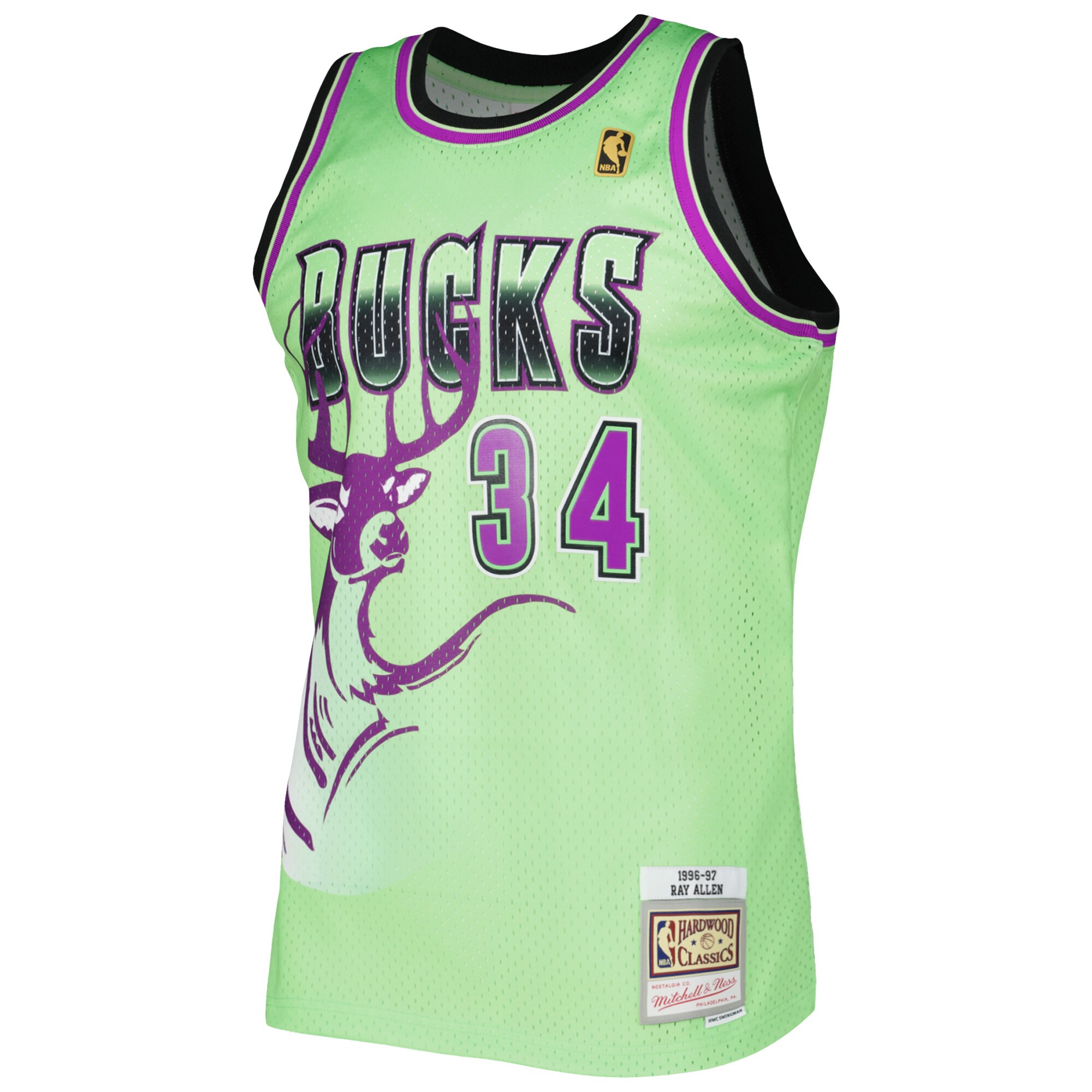 Ray Allen Milwaukee Bucks Mitchell & Ness 1996-97 Hardwood Classics Reload 3.0 Swingman Jersey - Green