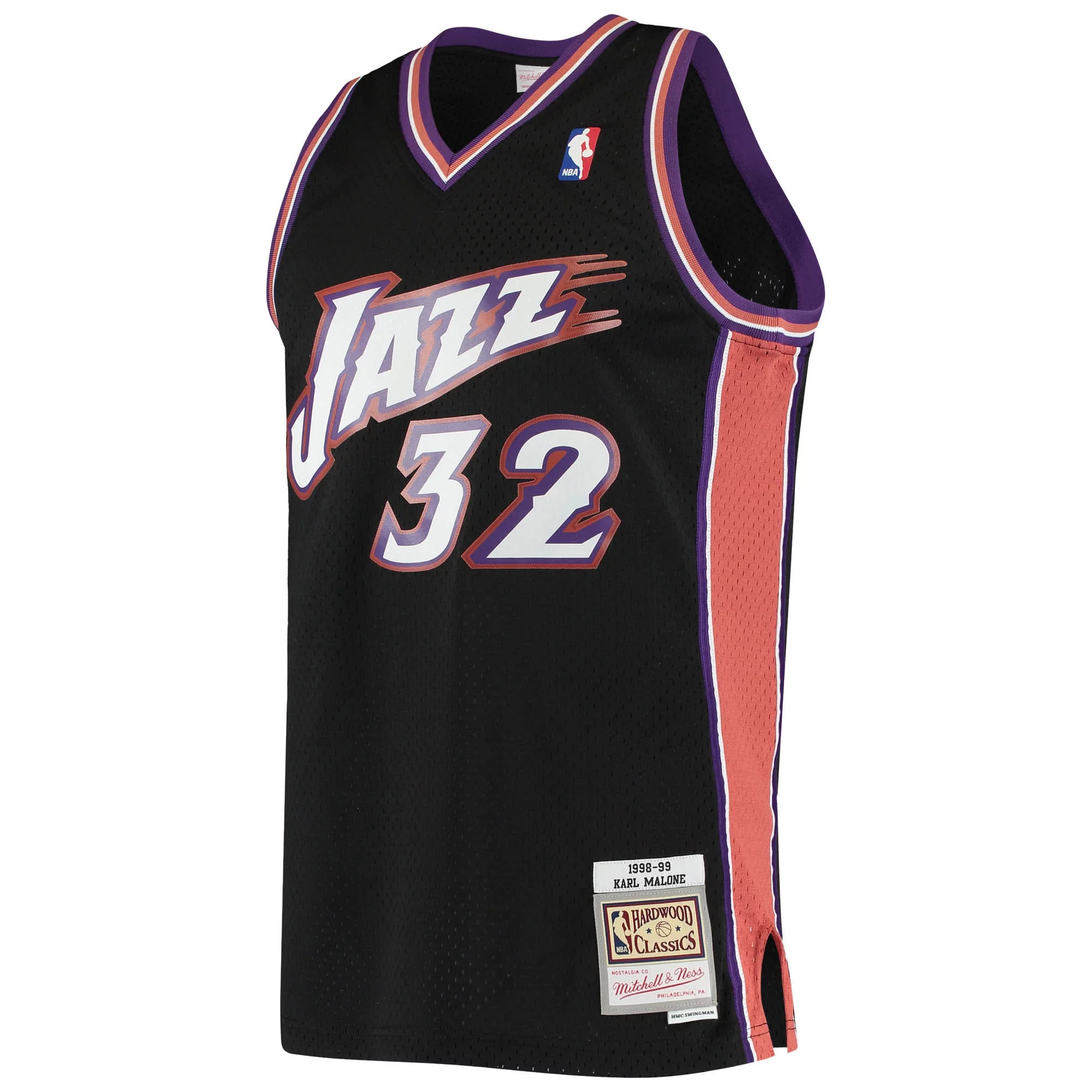 Men's Mitchell & Ness Karl Malone Black Utah Jazz 2001/02 Hardwood Classics Swingman Jersey