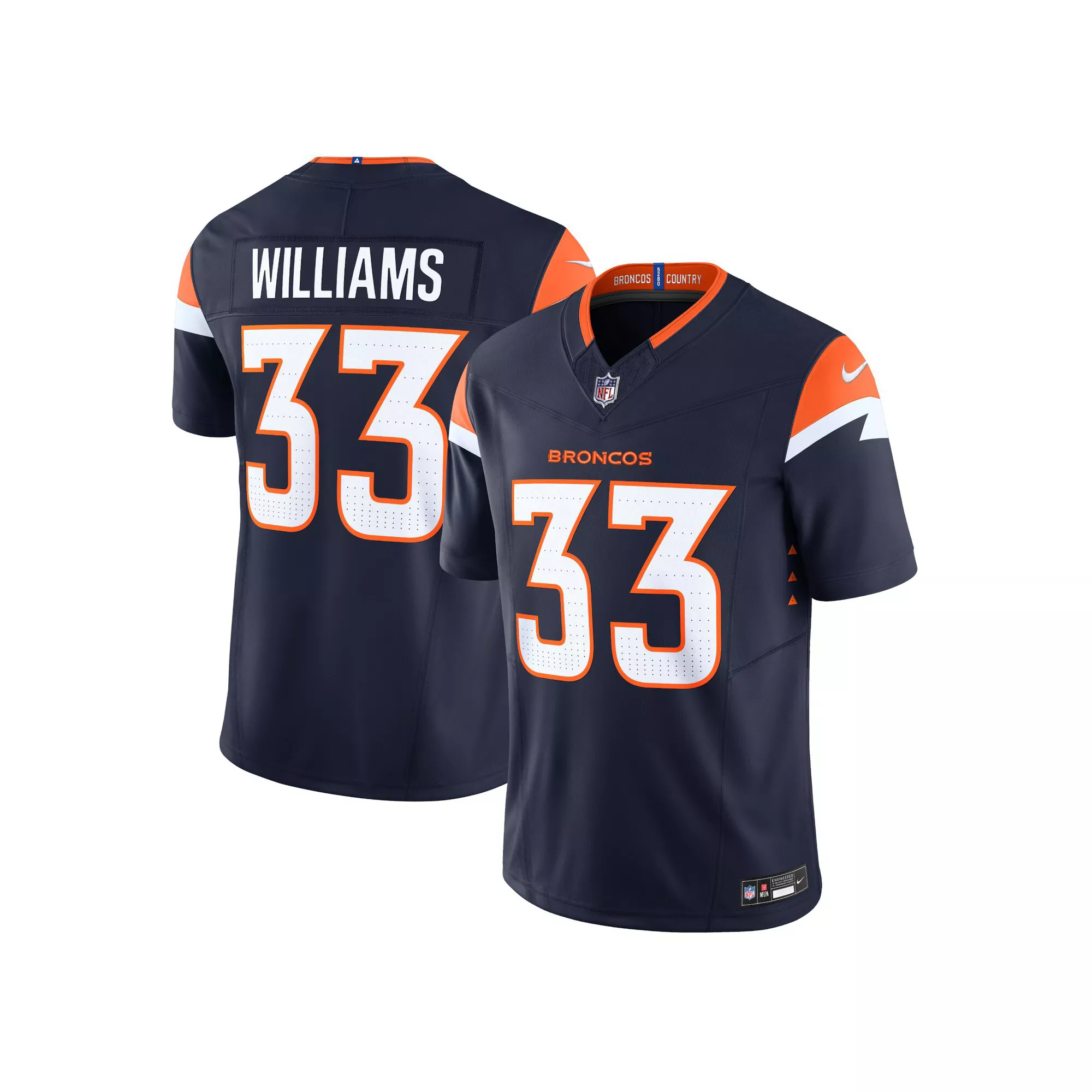Men's Nike Javonte Williams Navy Denver Broncos Alternate Vapor F.U.S.E. Limited Jersey