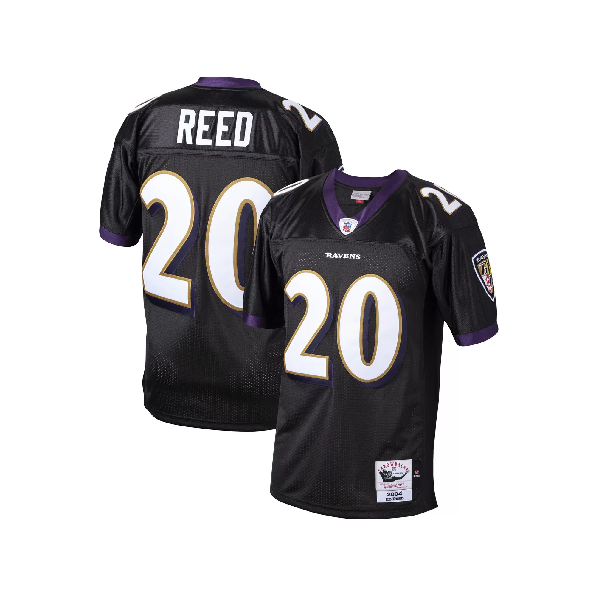Men's Mitchell & Ness Ed Reed Black Baltimore Ravens 2004 Authentic Throwback Retired Player Jersey