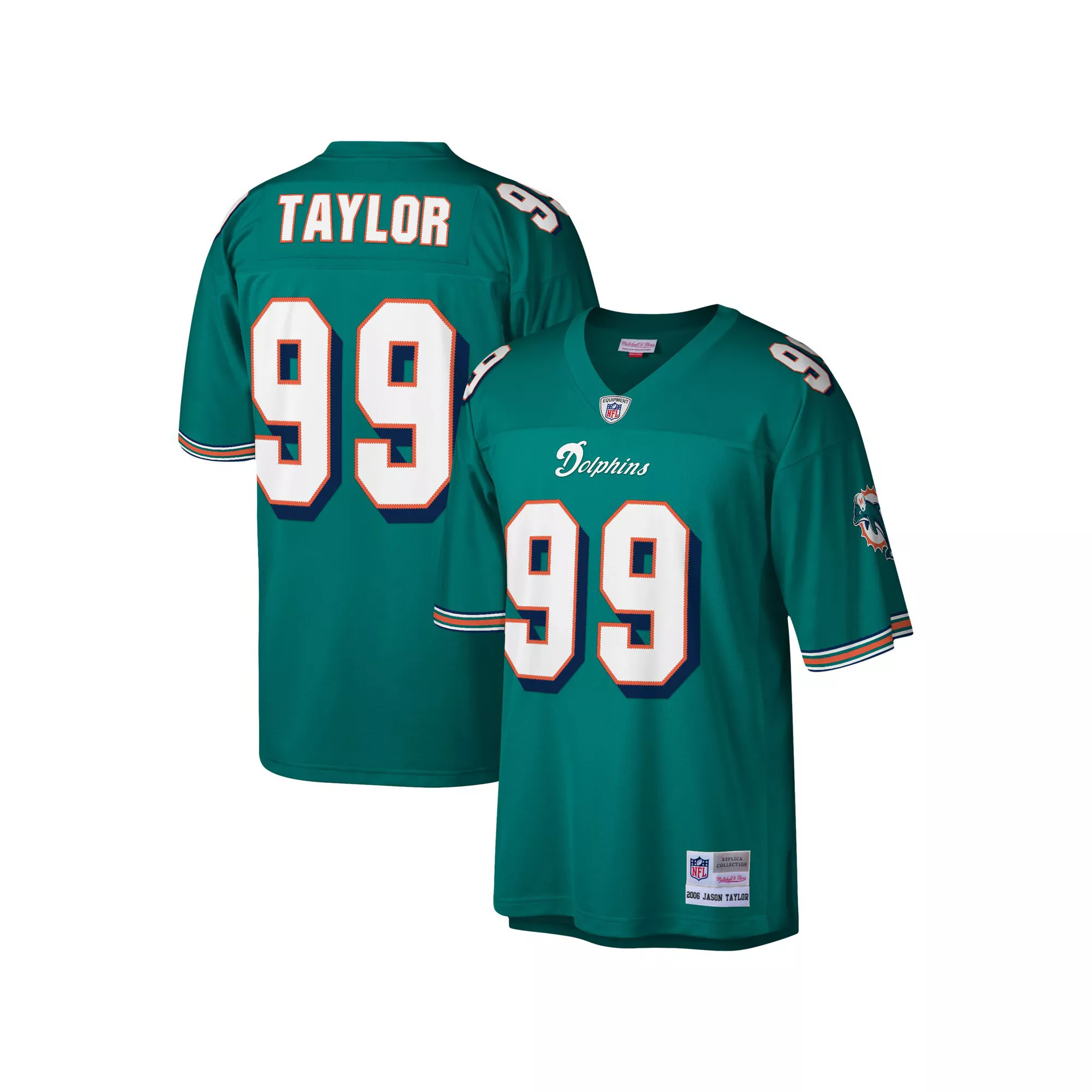 Men's Mitchell & Ness Jason Taylor Aqua Miami Dolphins Legacy Replica Jersey