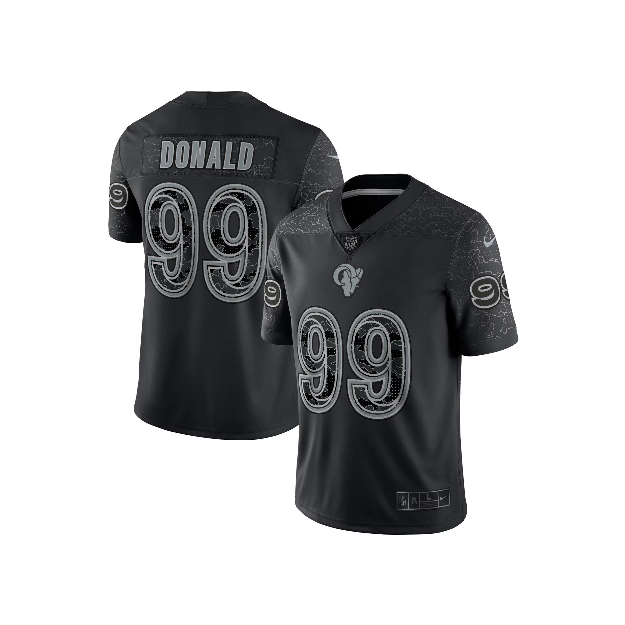 Men's Nike Aaron Donald Black Los Angeles Rams RFLCTV Limited Jersey