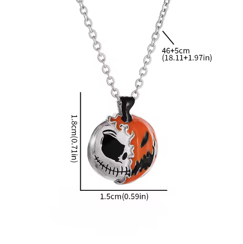 Creative Halloween Pendant Necklace Sterling Silver Drip Personalized Reversible Pumpkin Skull Necklaces