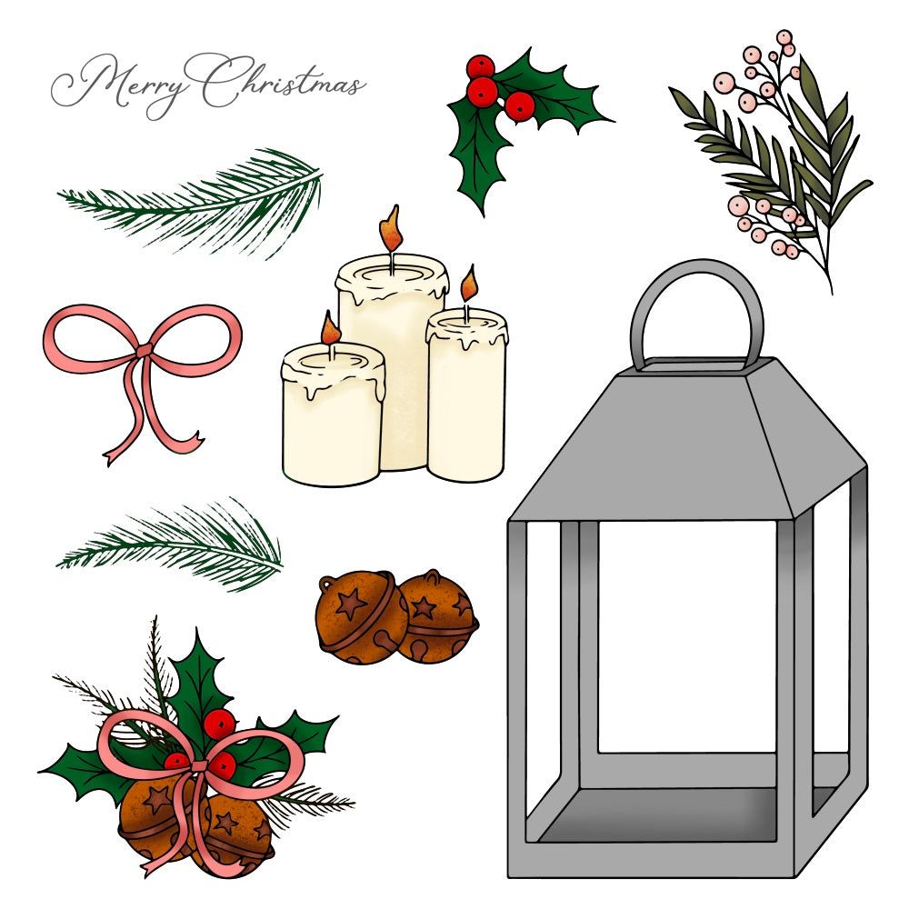 Pine & Berry Centerpiece 6x8 Stamp Set