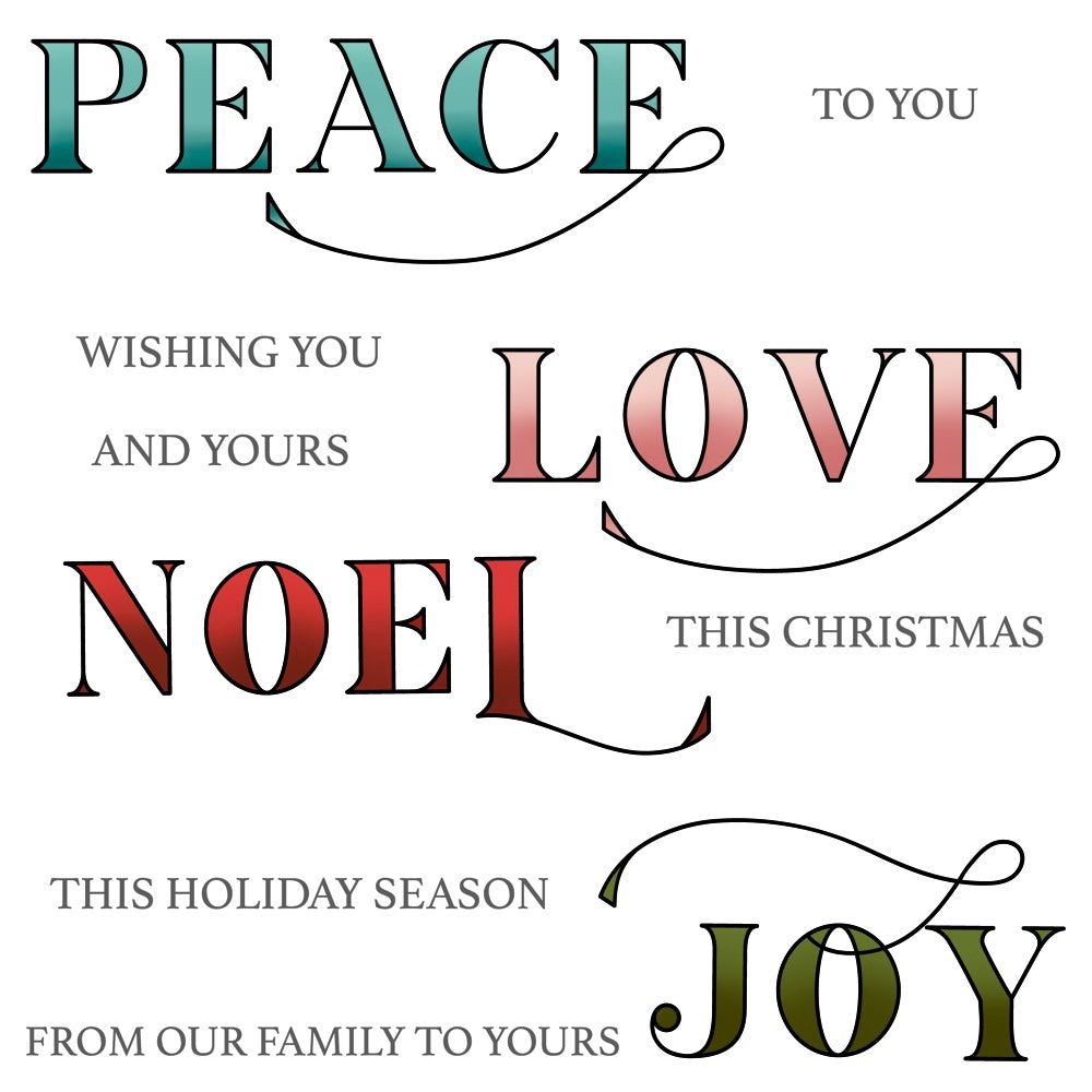 Peace. Love. Joy 4x4 Stamp Set