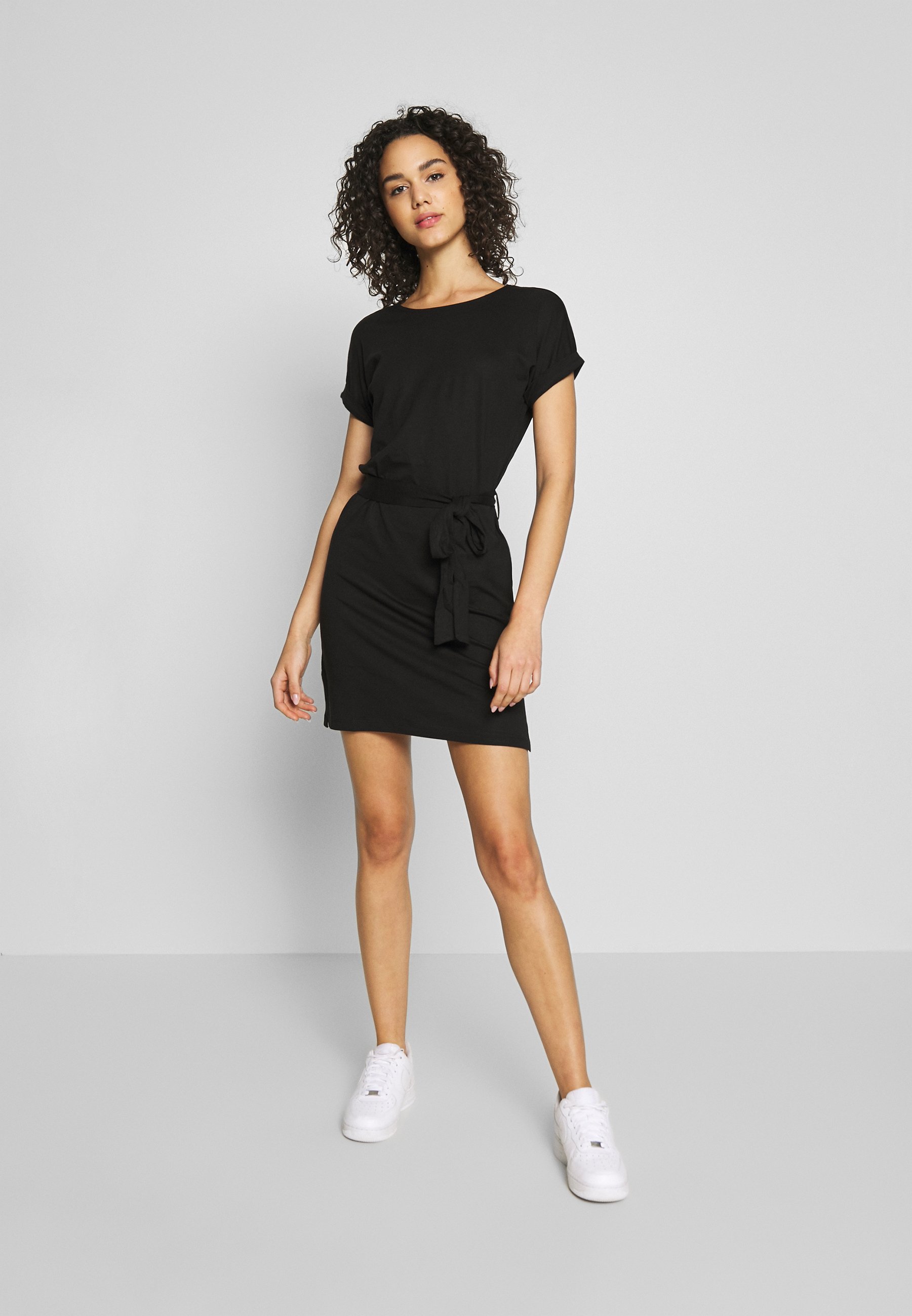 BASIC Short sleeves mini belted dress - Jersey dress