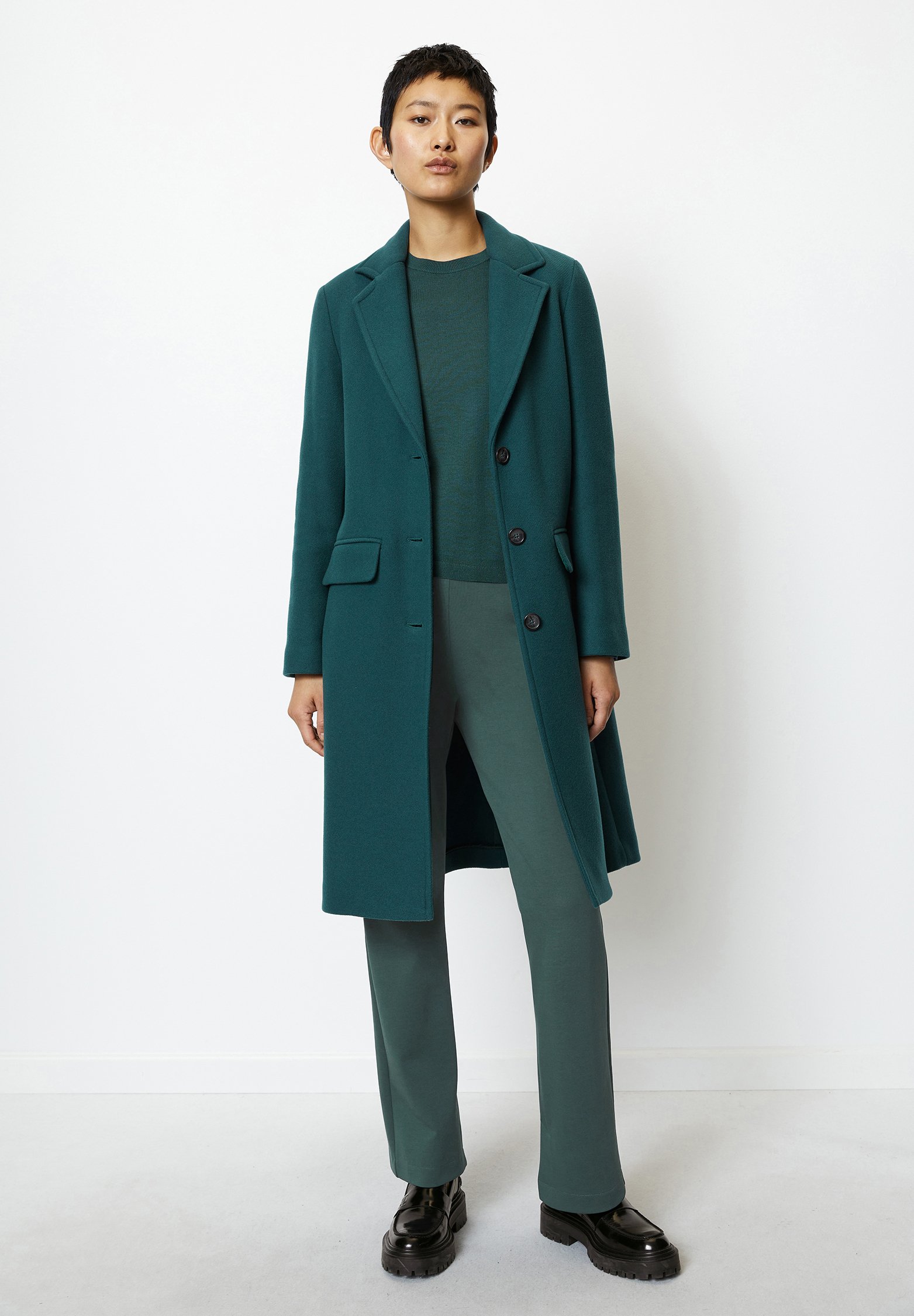 BLEND SINGLE BREASTED LAPEL COLLAR LINED FLAP POC - Classic coat