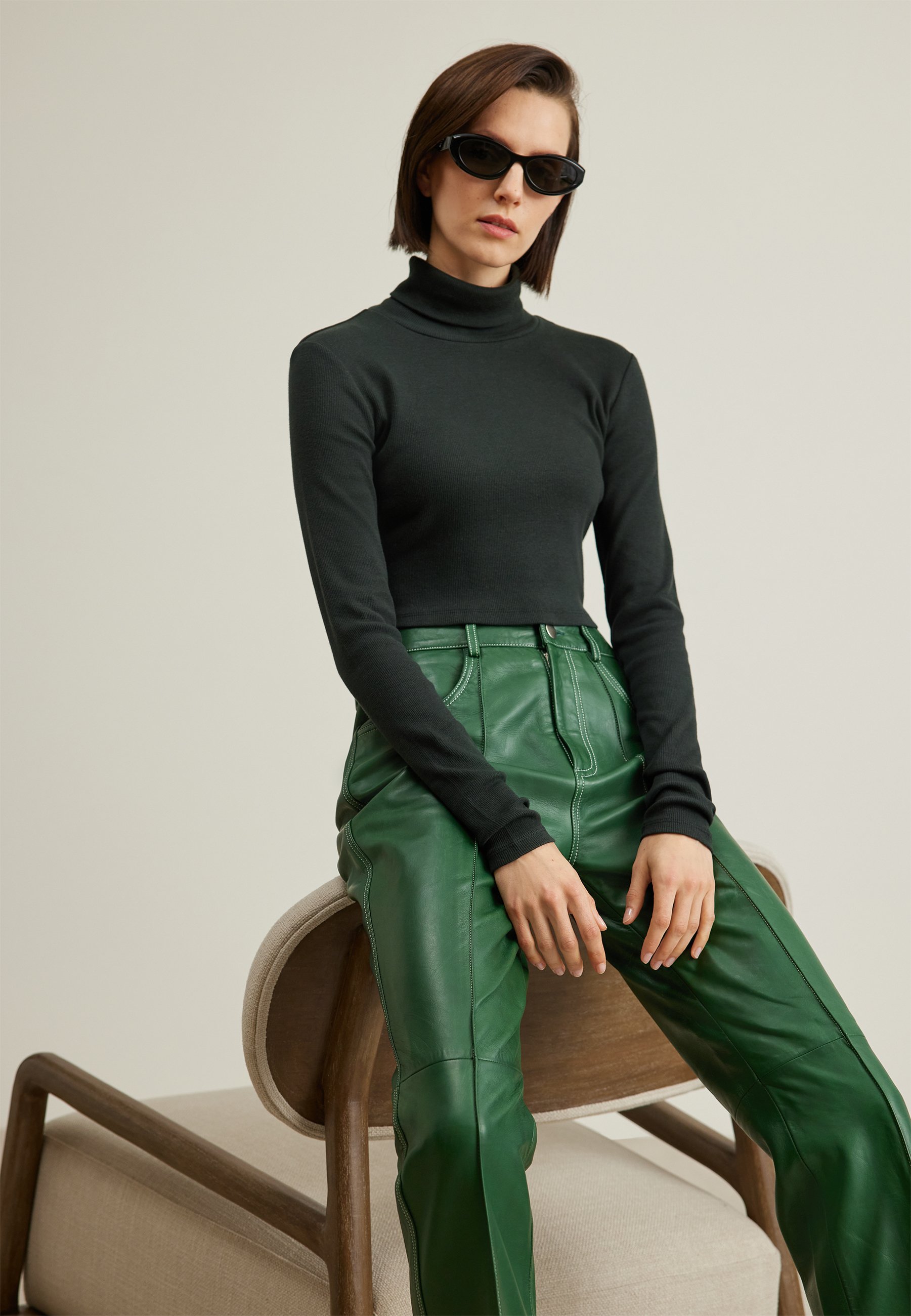 DREW CROPPED ROLLNECK - Long sleeved top
