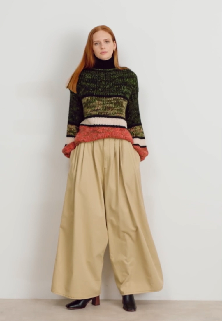 LOW HAISTED PLEATED PANTS - Trousers