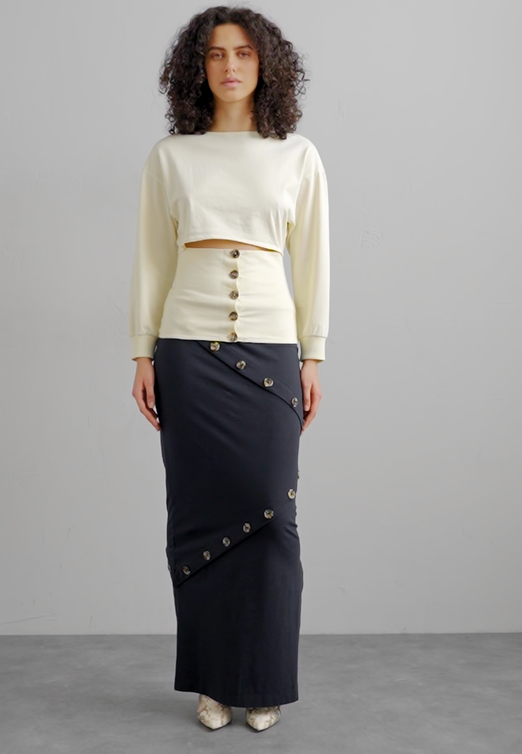 SKIRT WITH MULTI BUTTON CLOSURE - Maxi skirt