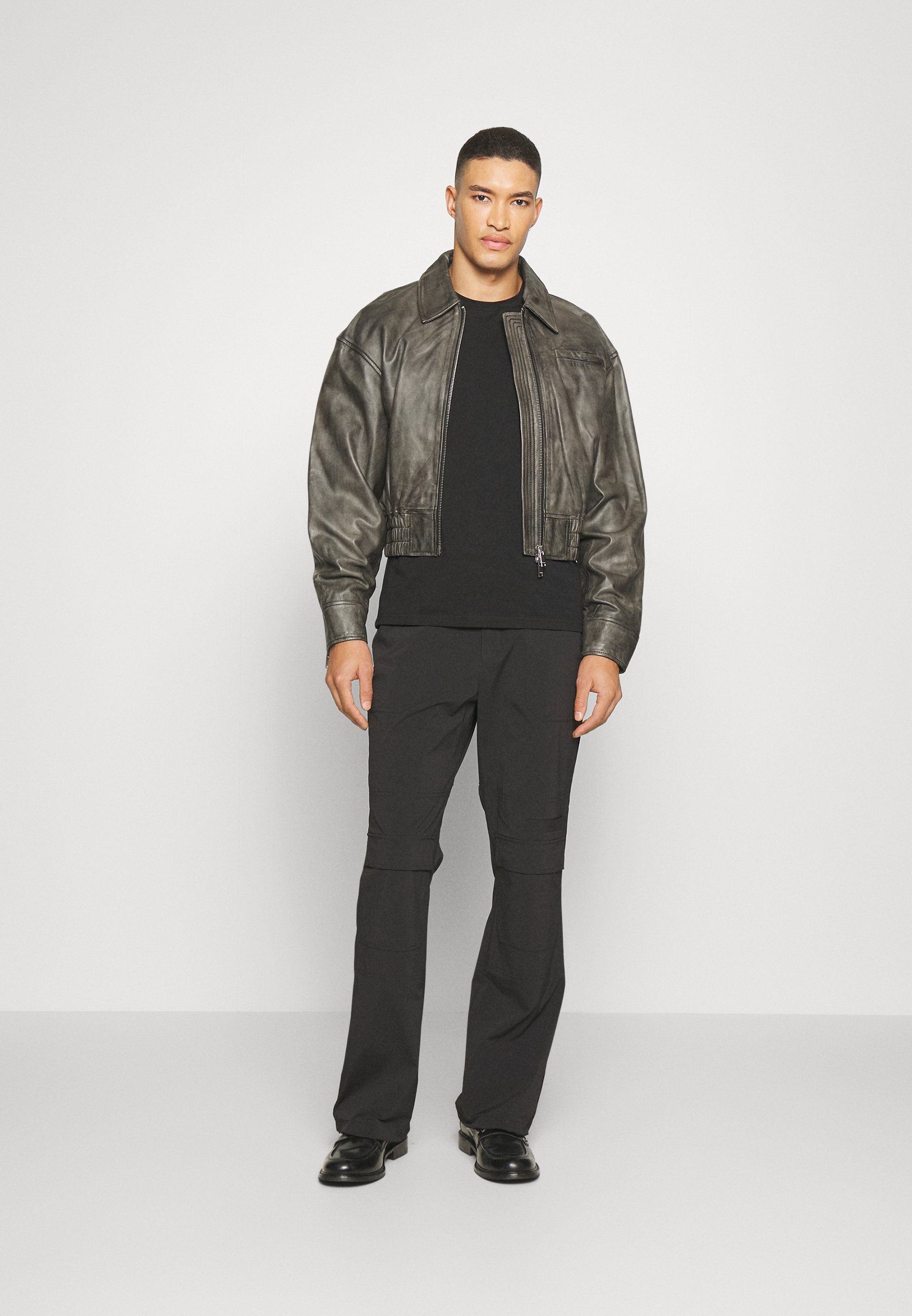 WASHED CROPPED - Leather jacket