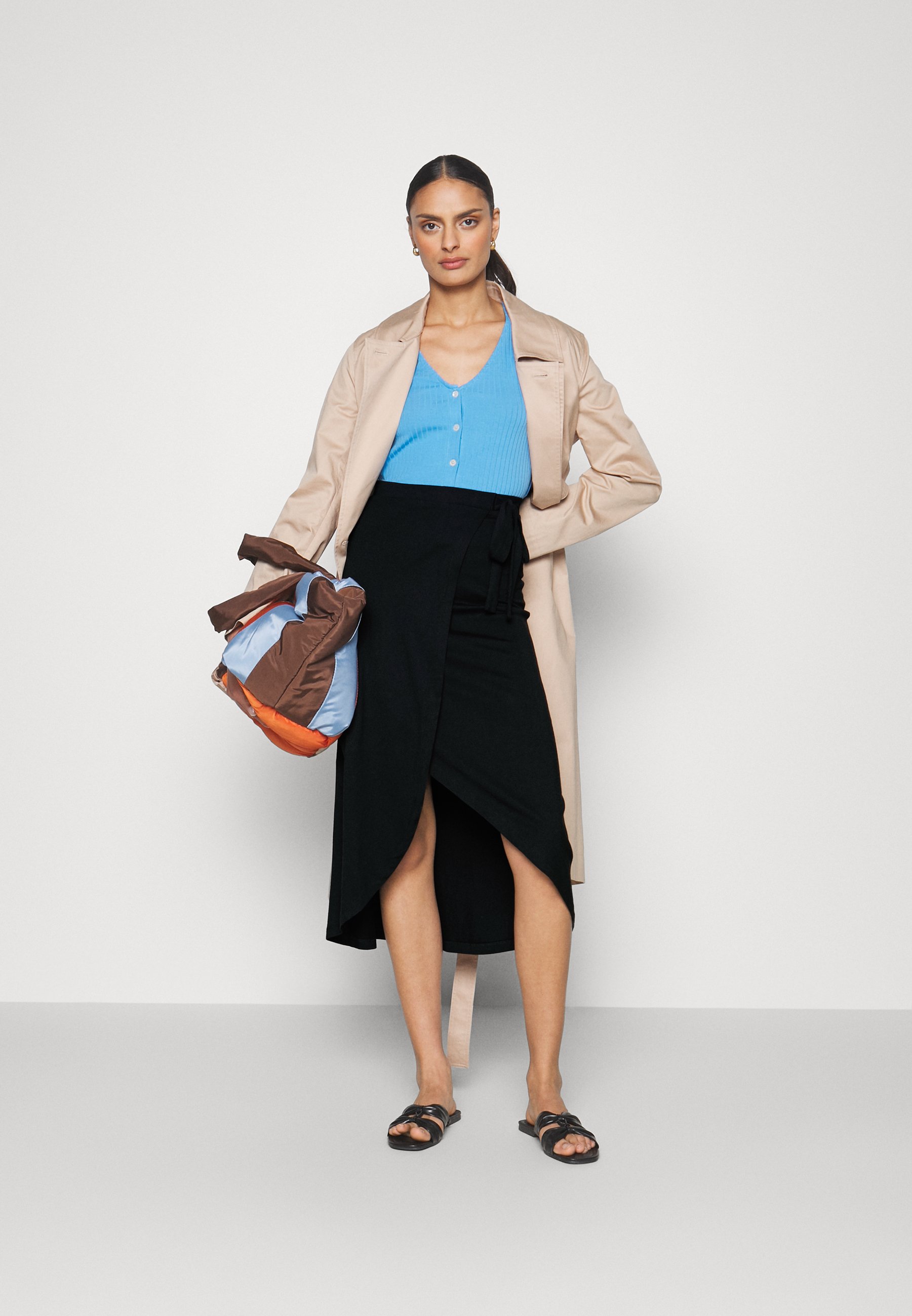BASIC WRAP OVER MIDI SKIRT- A-line skirt