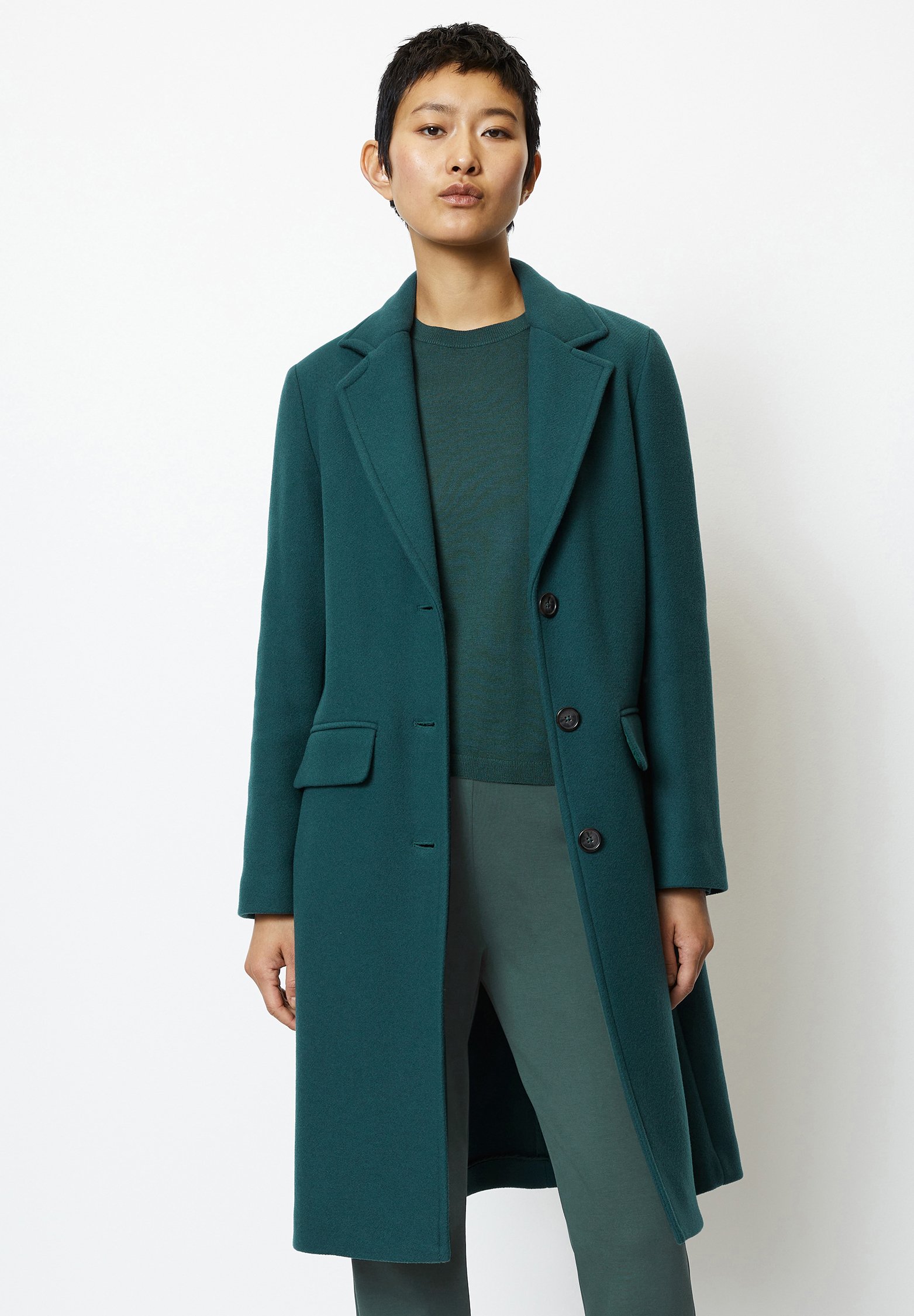 BLEND SINGLE BREASTED LAPEL COLLAR LINED FLAP POC - Classic coat