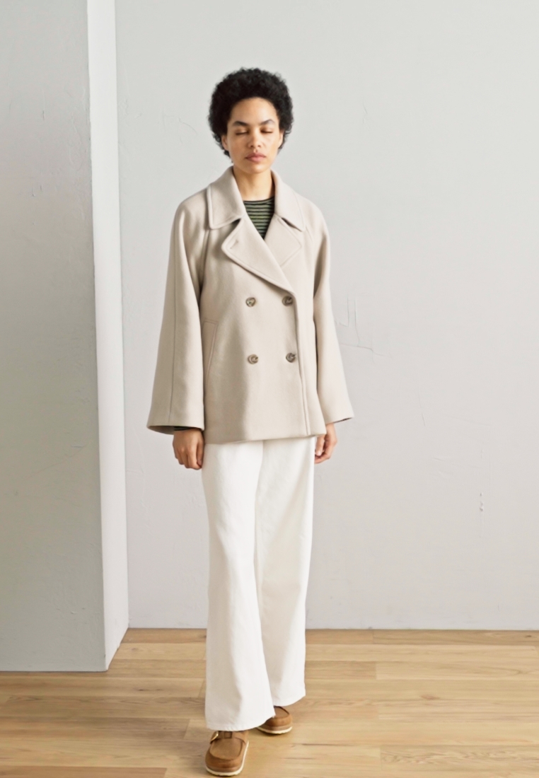 DOUBLE BREASTED LAPEL COLLAR WELT POCKETS - Short coat