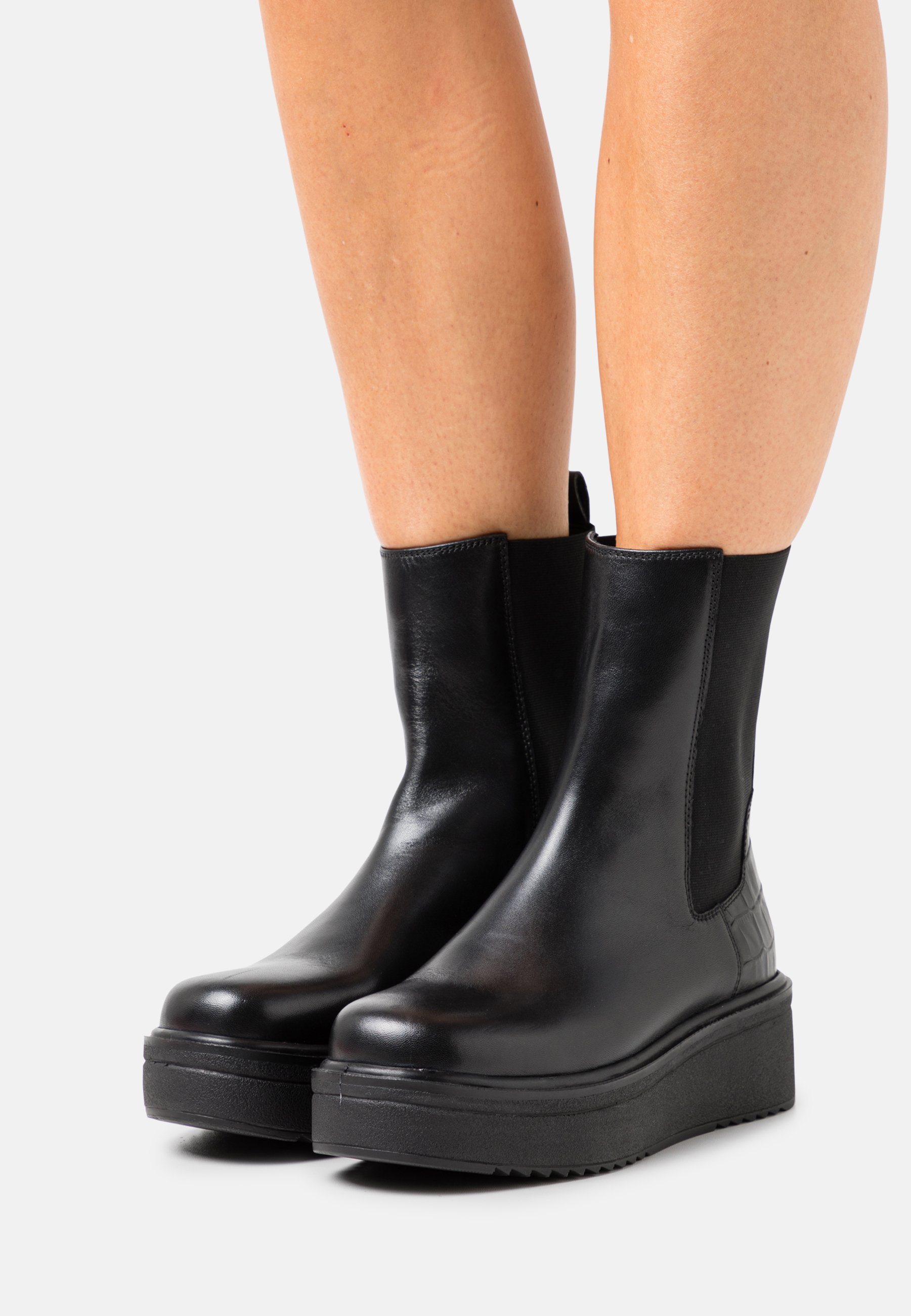 LEATHER - Platform ankle boots