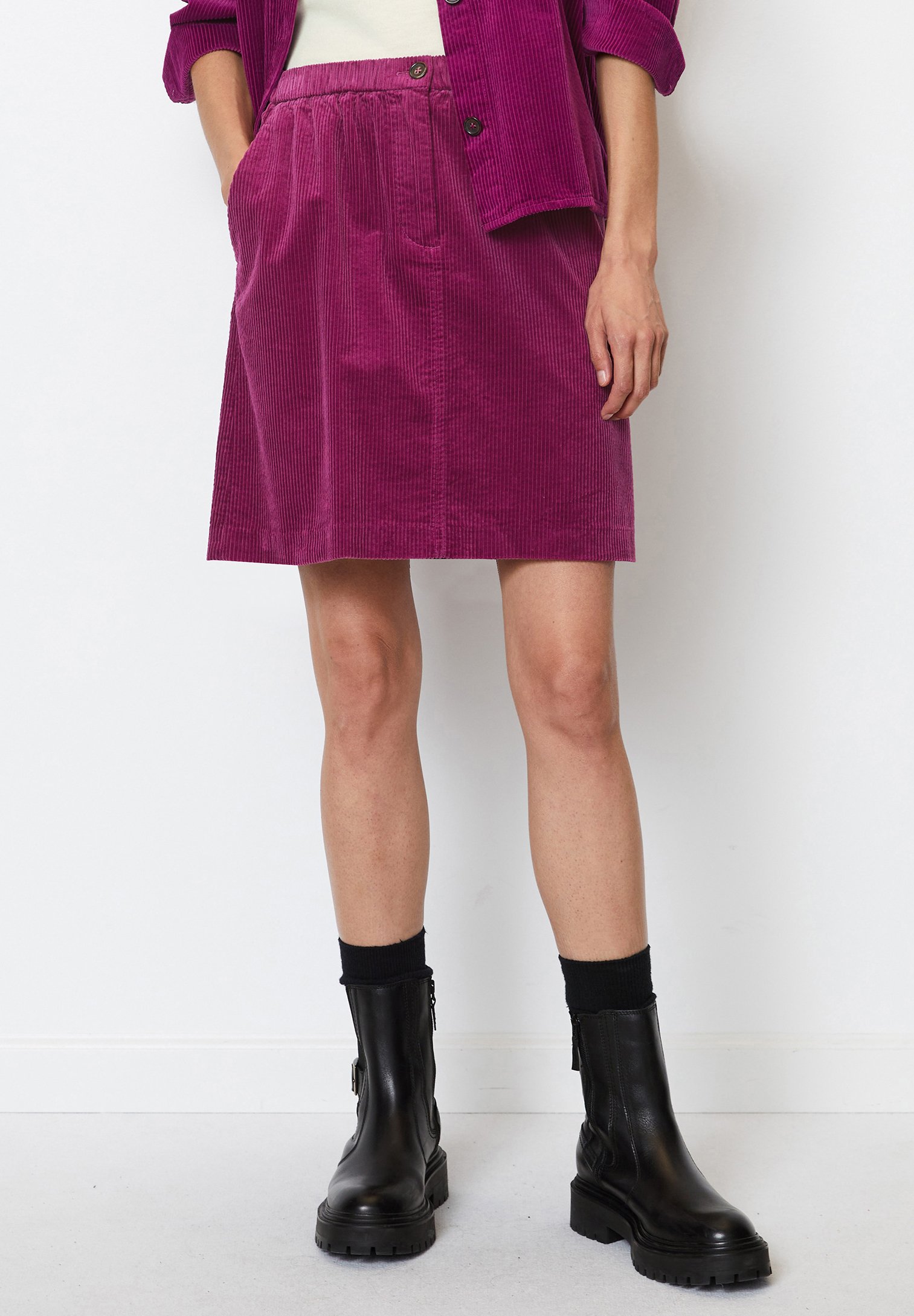 SKIRT FRENCH POCKETS ELASTIC WAISTBAND - A-line skirt