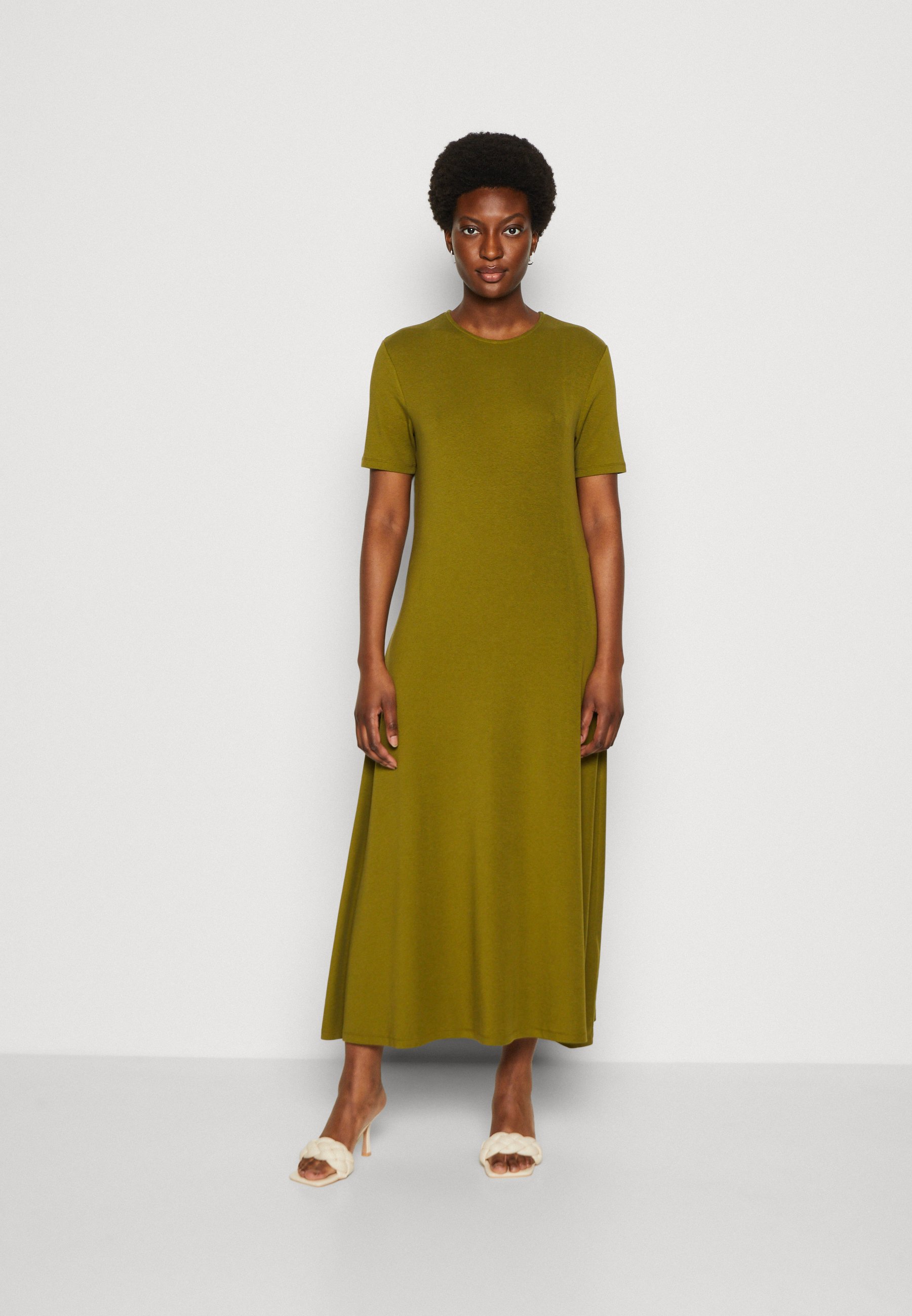 DRESS SHORT SLEEVE ROUND NECK - Maxi dress