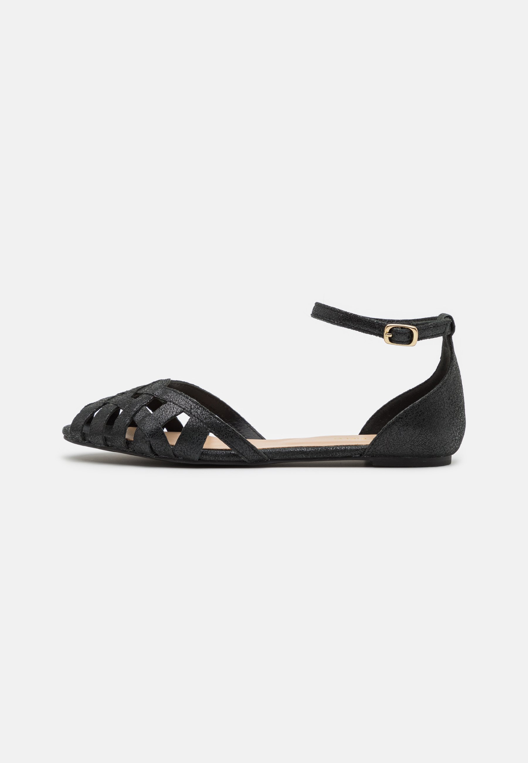 LEATHER- Peeptoe ballet pumps