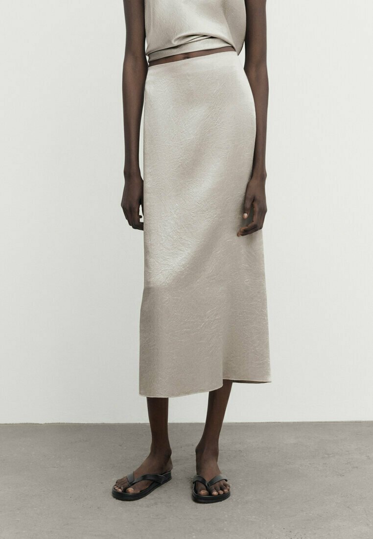 CREASED-EFFECT CAMISOLE MIDI - A-line skirt