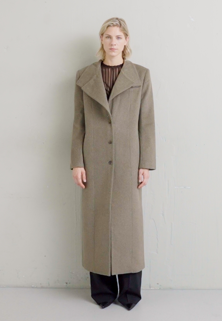 DIAGONAL NECK MAXI COAT - Classic coat
