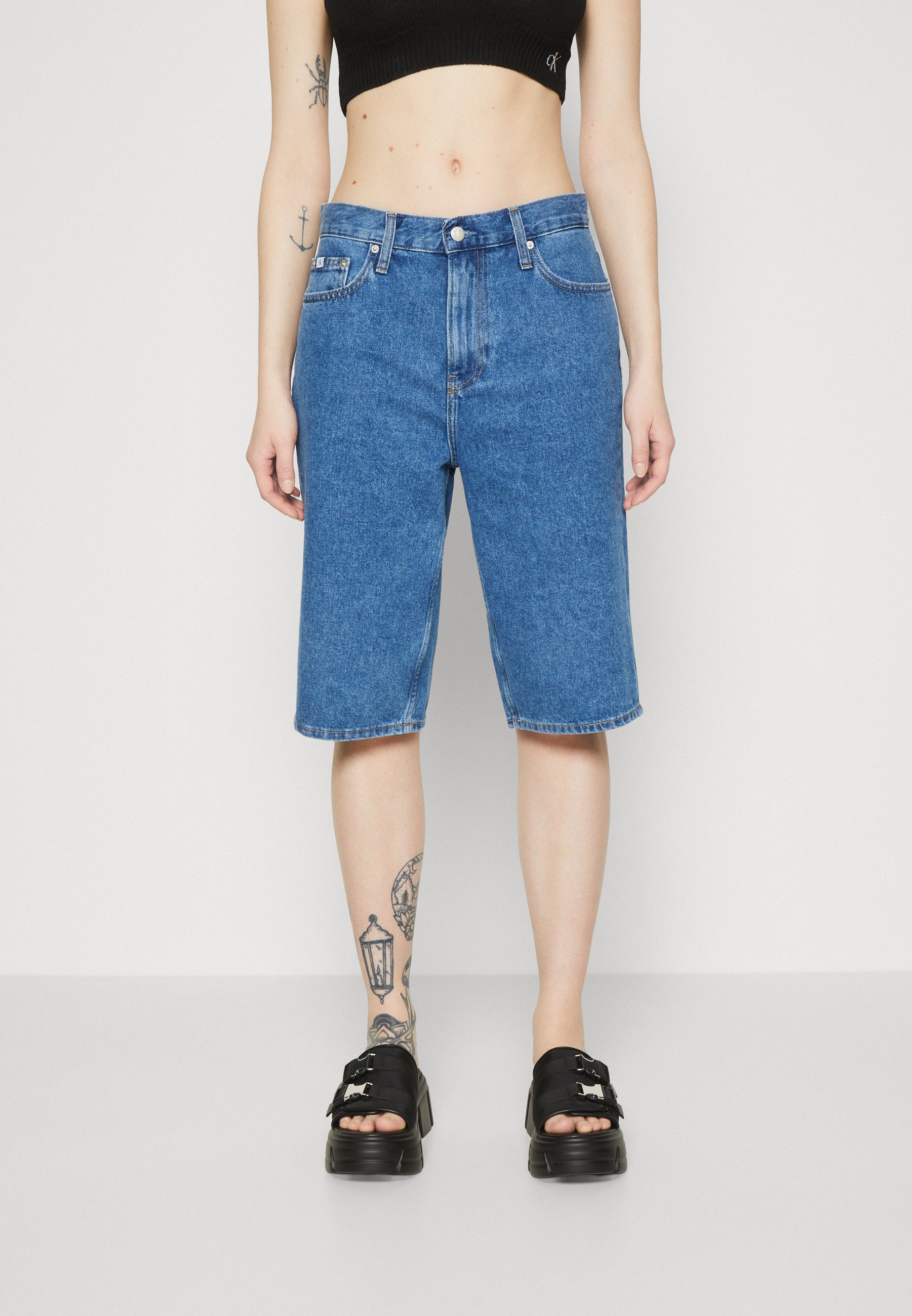 LONG BERMUDA MOM- Denim shorts