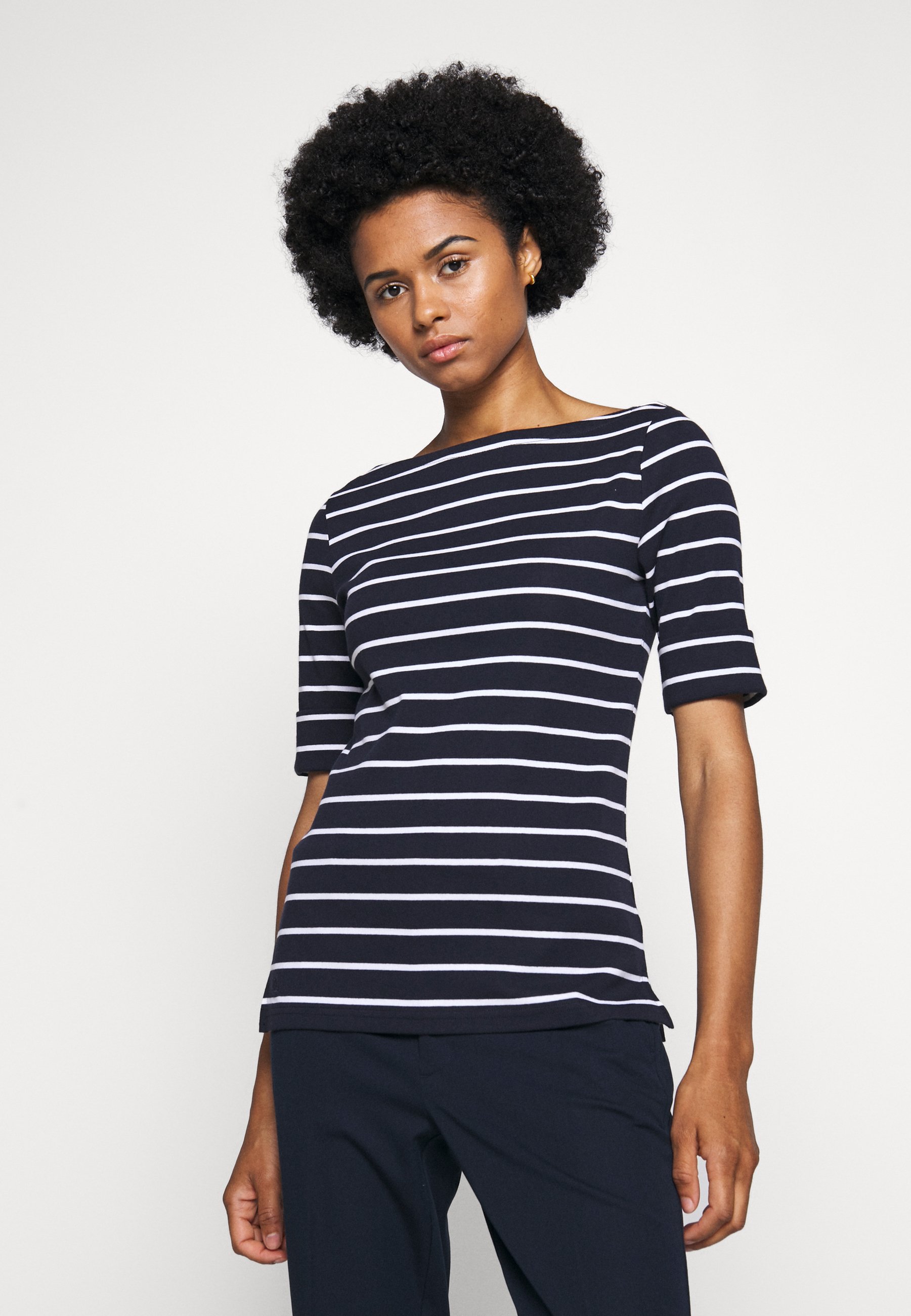 STRIPED BOATNECK TOP - Print T-shirt