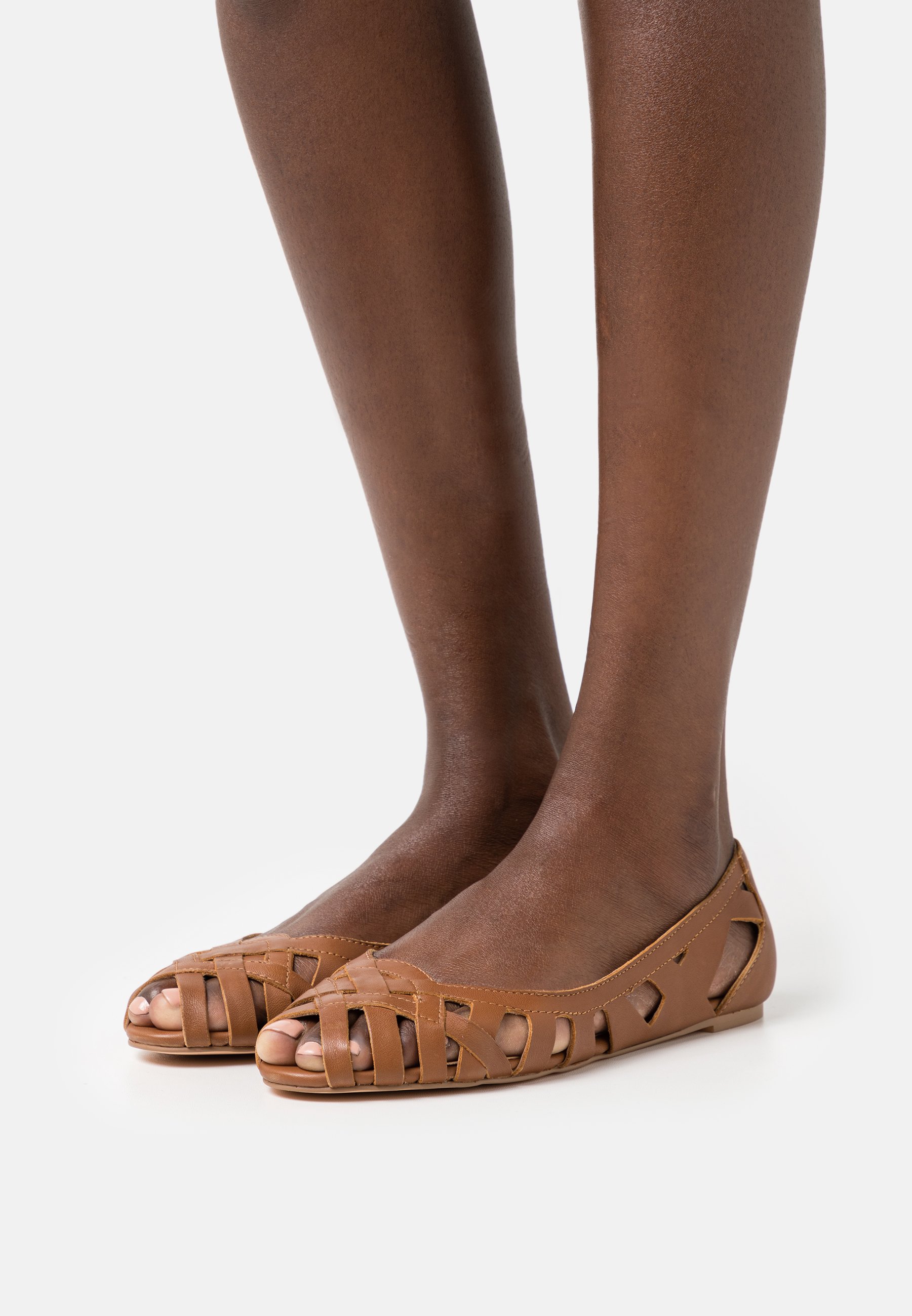 LEATHER - Peeptoe ballet pumps