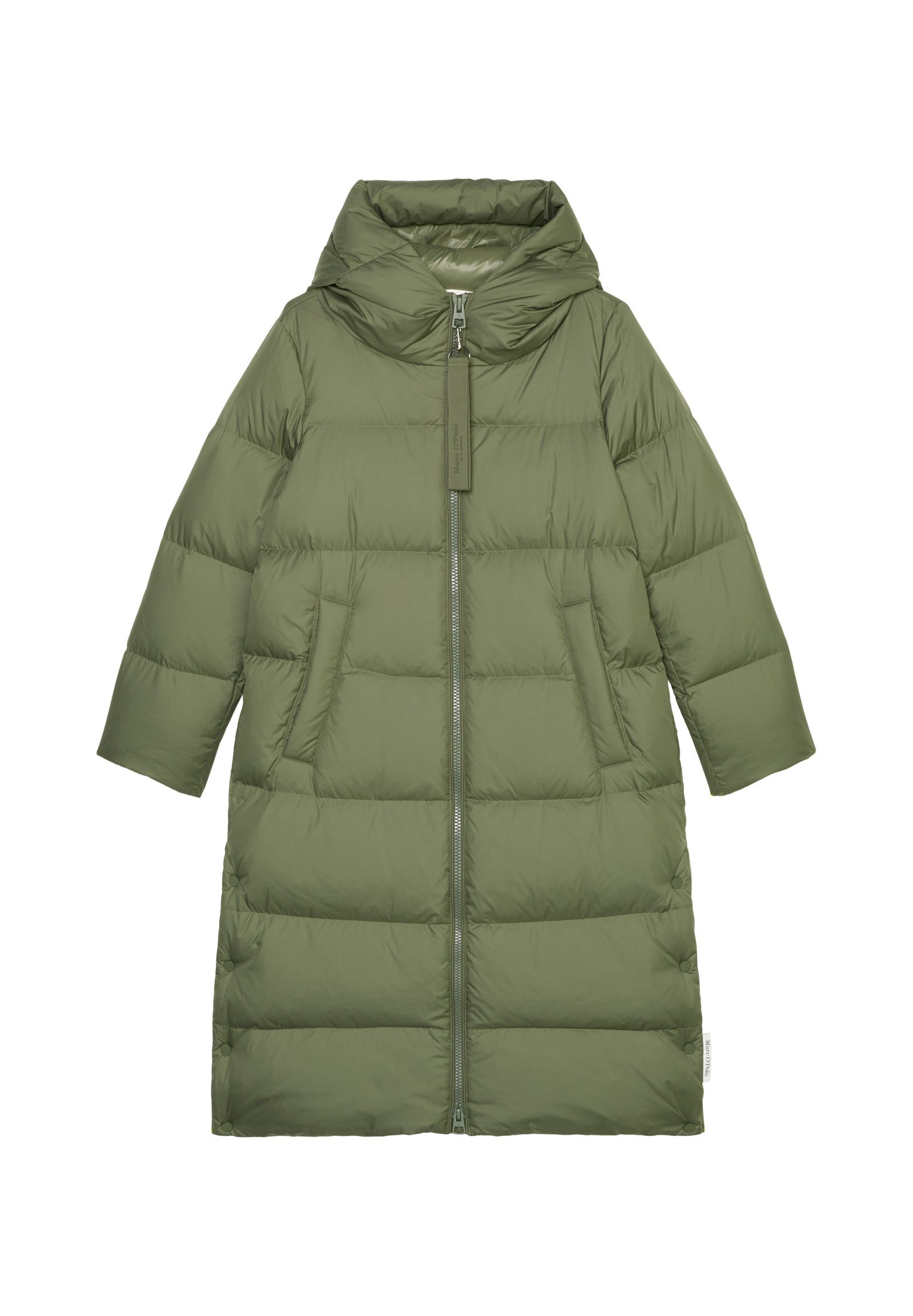 FIXED HOOD WELT POCKETS SIDE SLITS WITH PRESSBUTTONS - Down coat
