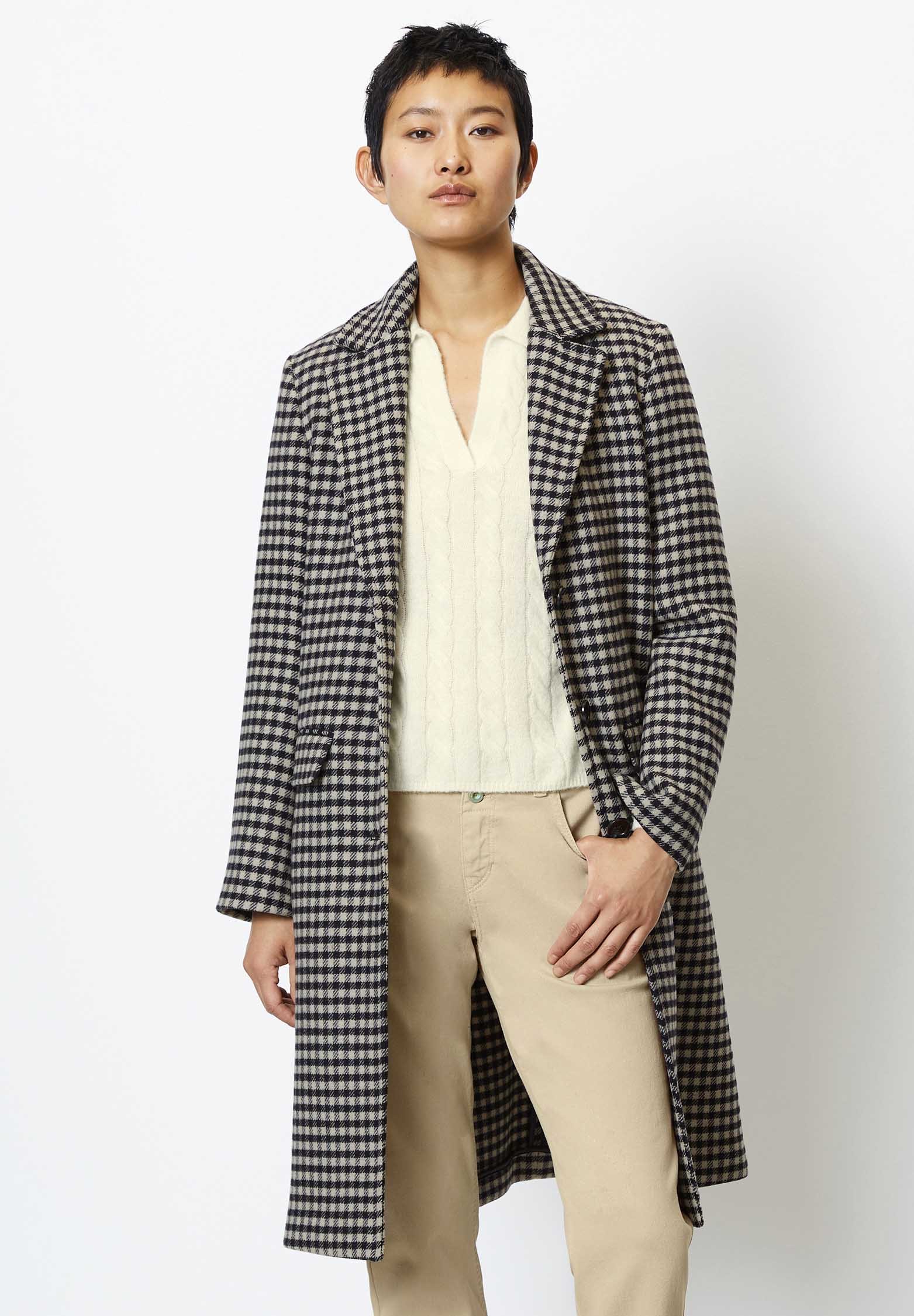 SINGLE BREASTED LAPEL COLLAR LINED FLAP POC - Classic coat