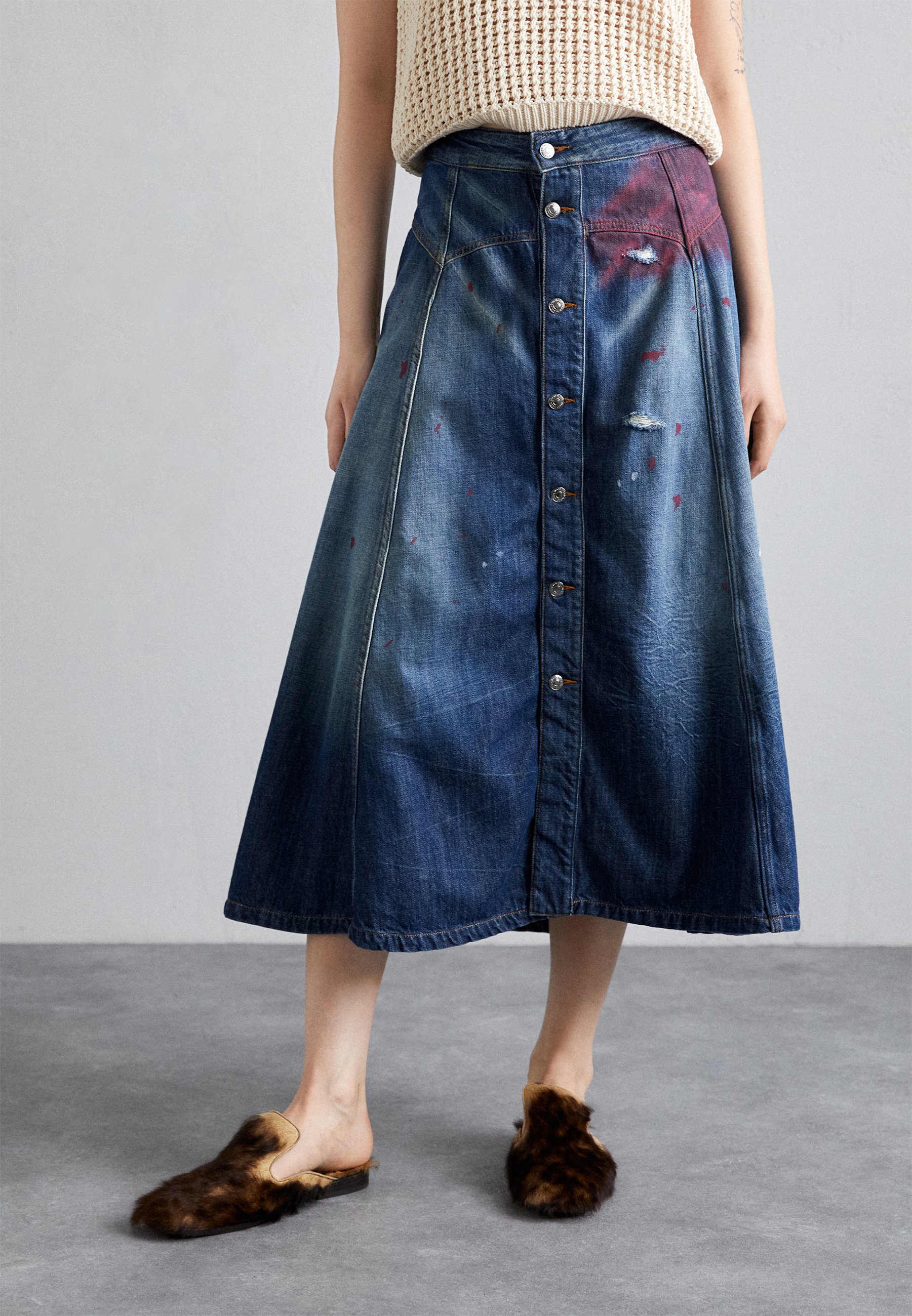 AGATHA SKIRT DISTRESSED - Denim skirt