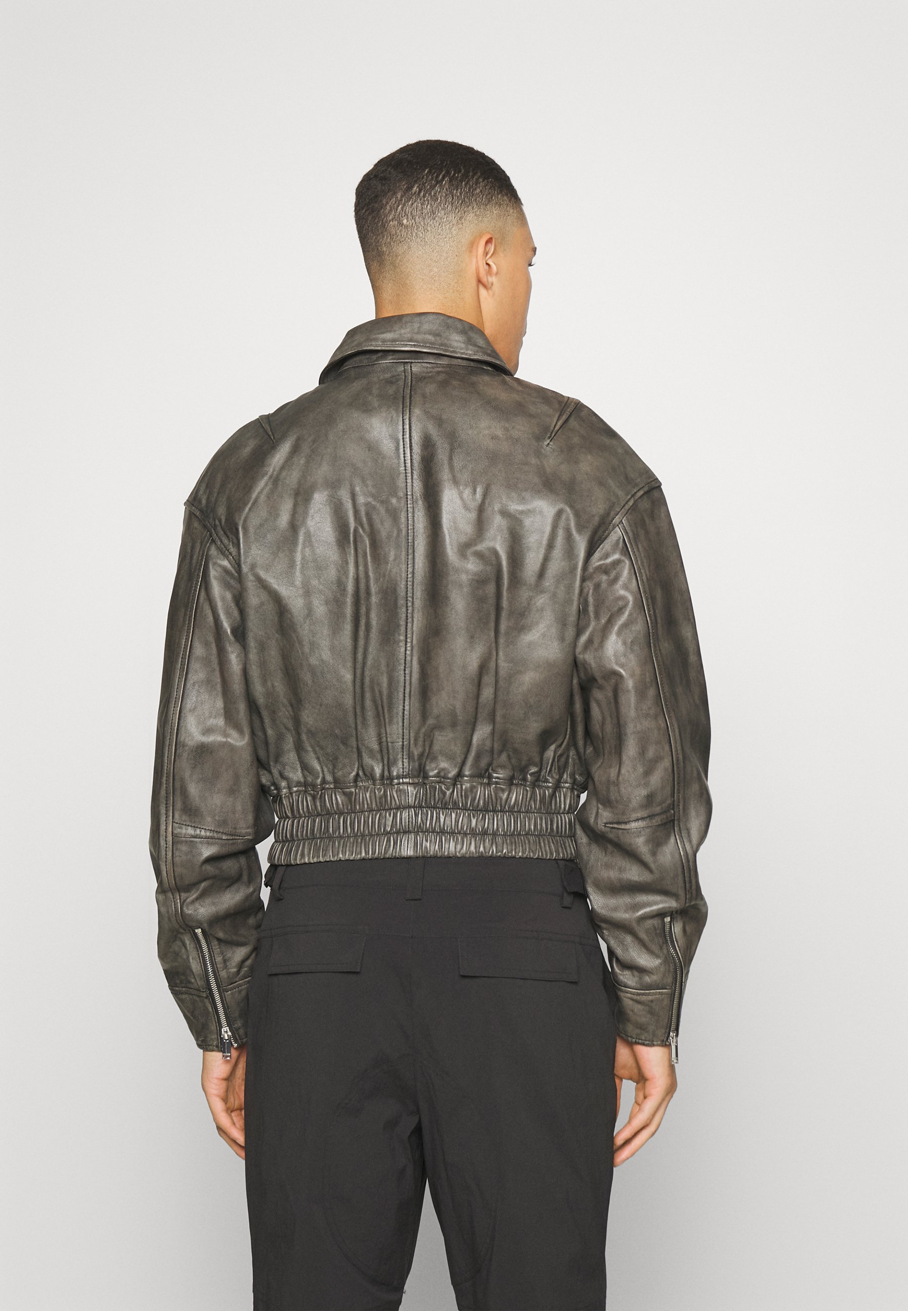 WASHED CROPPED - Leather jacket