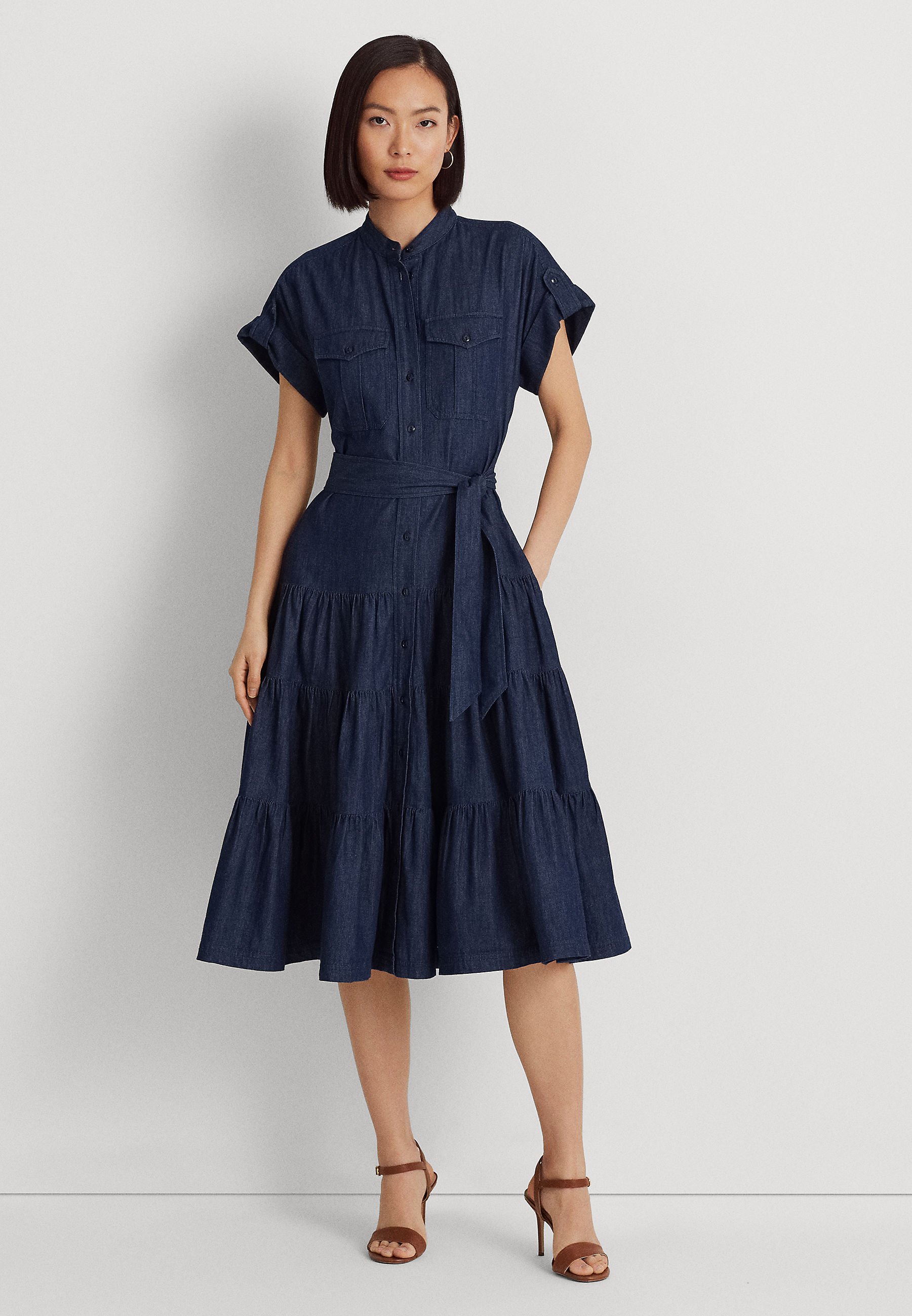 KATHRYNE SHORT SLEEVE DAY DRESS - Denim dress