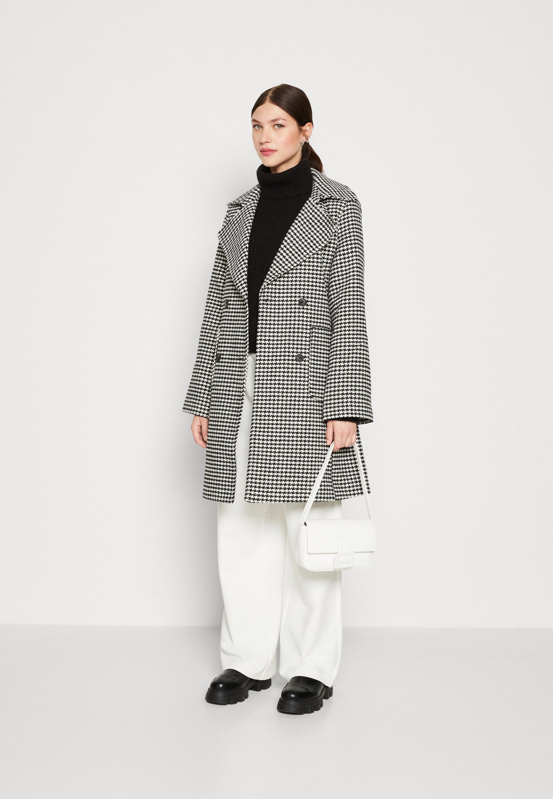 PCJOANNES CHECKED COAT BELT - Classic coat