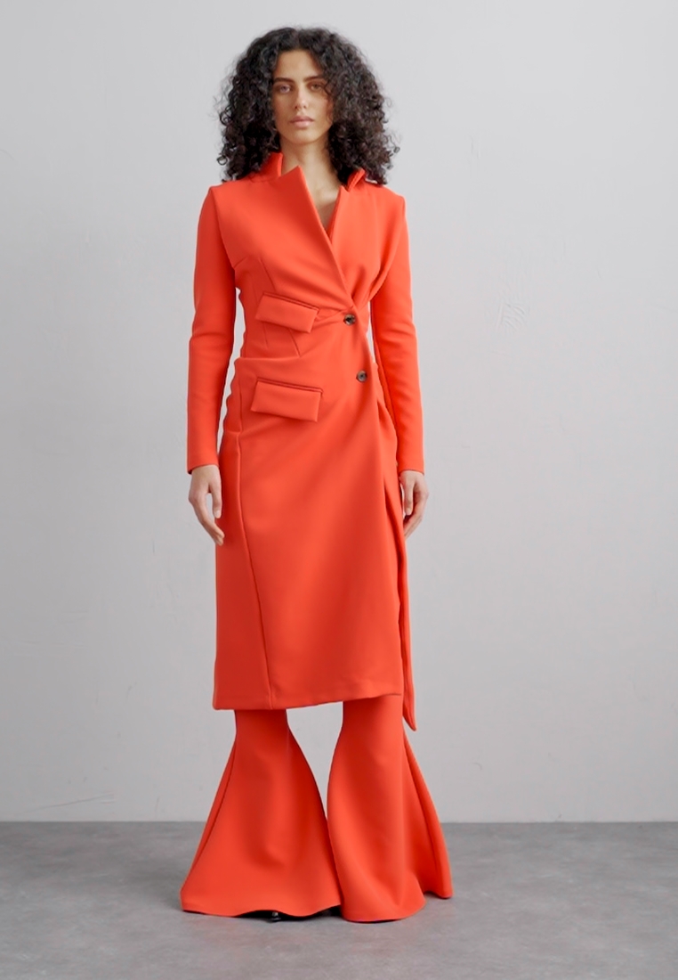 FITTED ASYMMETRIC COAT WITH DRAPED CLOSURE - Classic coat