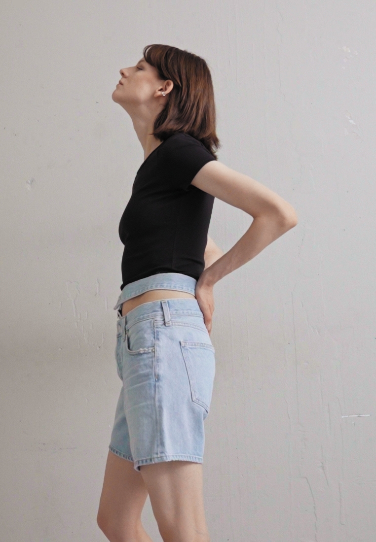 BROKEN WAISTBAND- Denim shorts