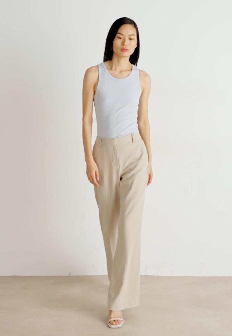 HIGH WAIST FLARE PANT - Trousers