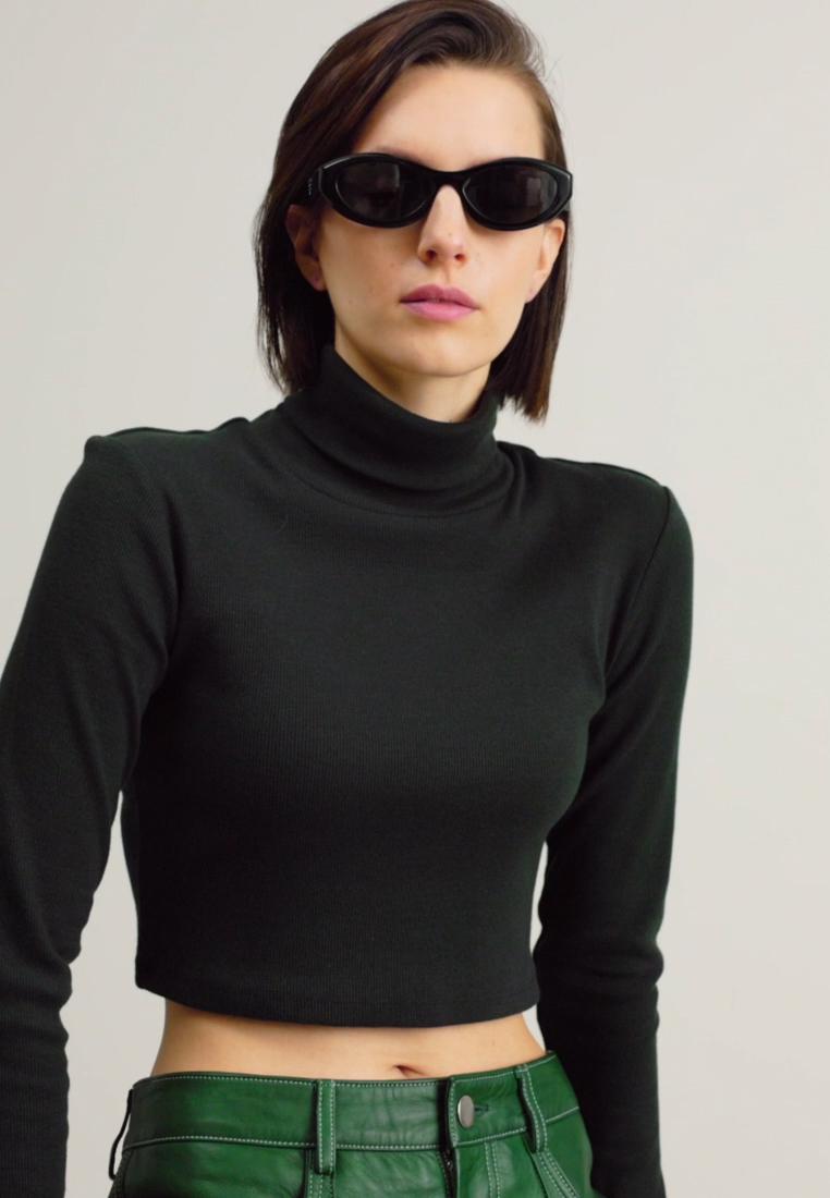 DREW CROPPED ROLLNECK - Long sleeved top