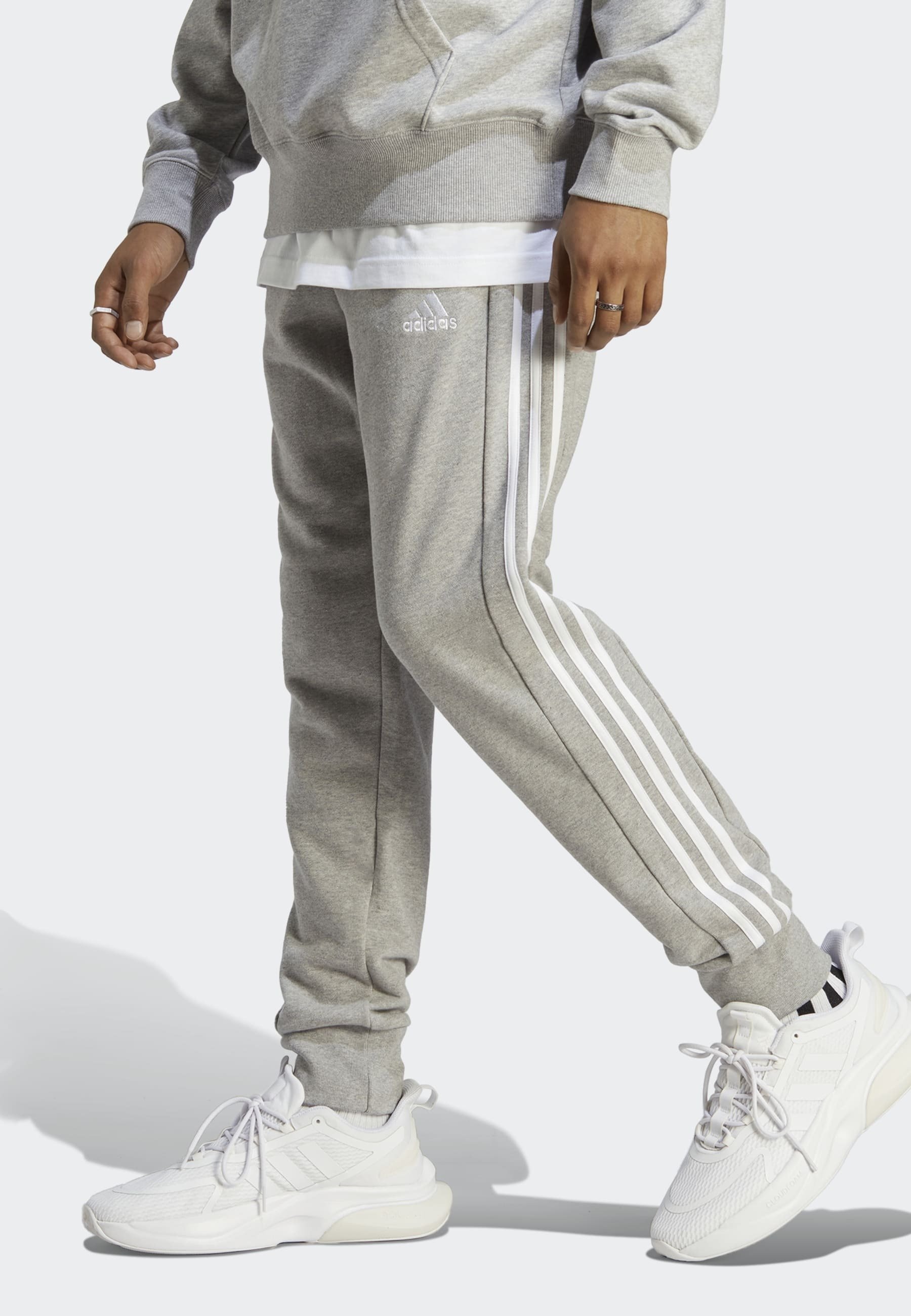 ESSENTIALS TAPERED CUFFED 3-STRIPES - Tracksuit bottoms