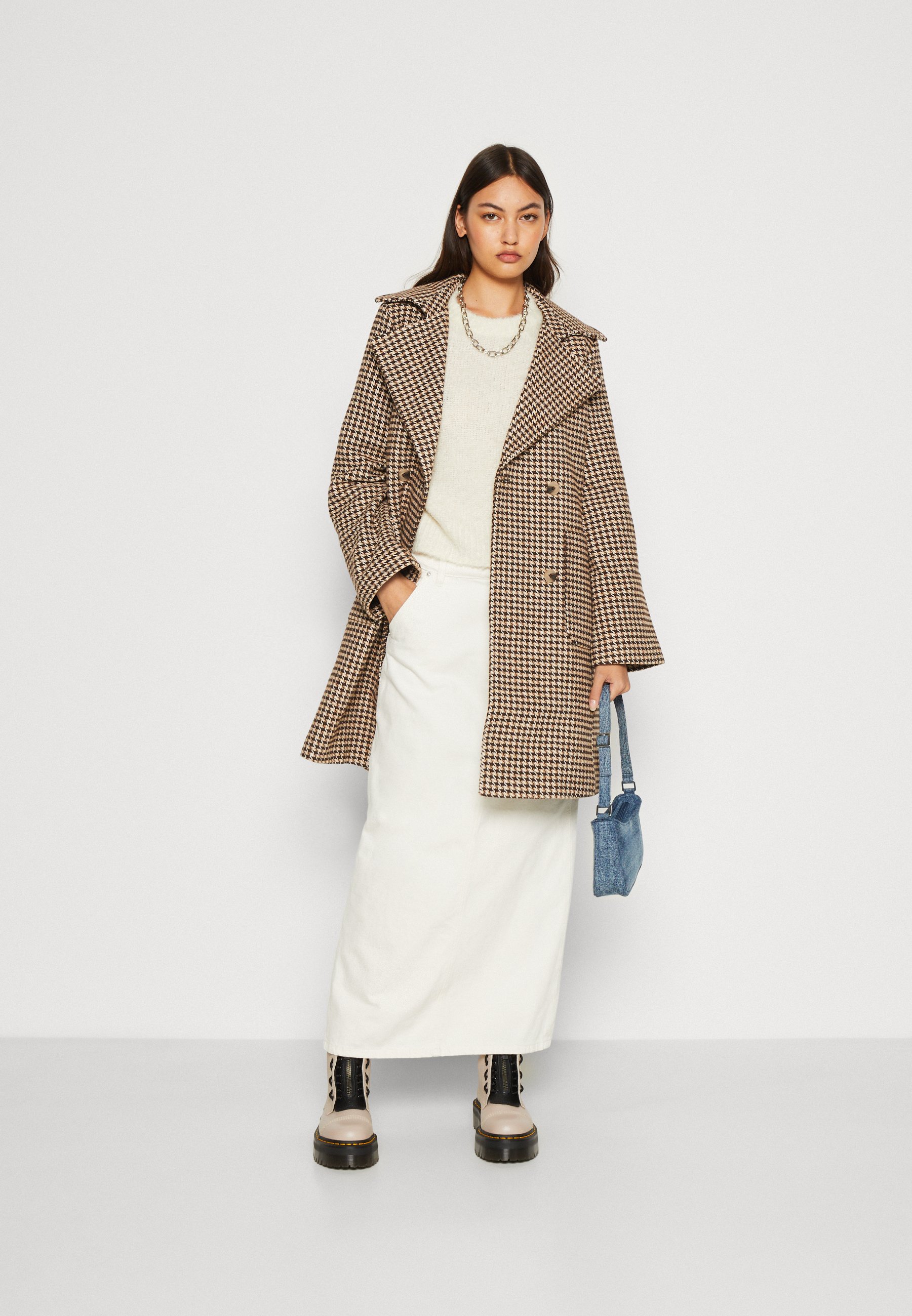 PCJOANNES CHECKED COAT BELT - Classic coat